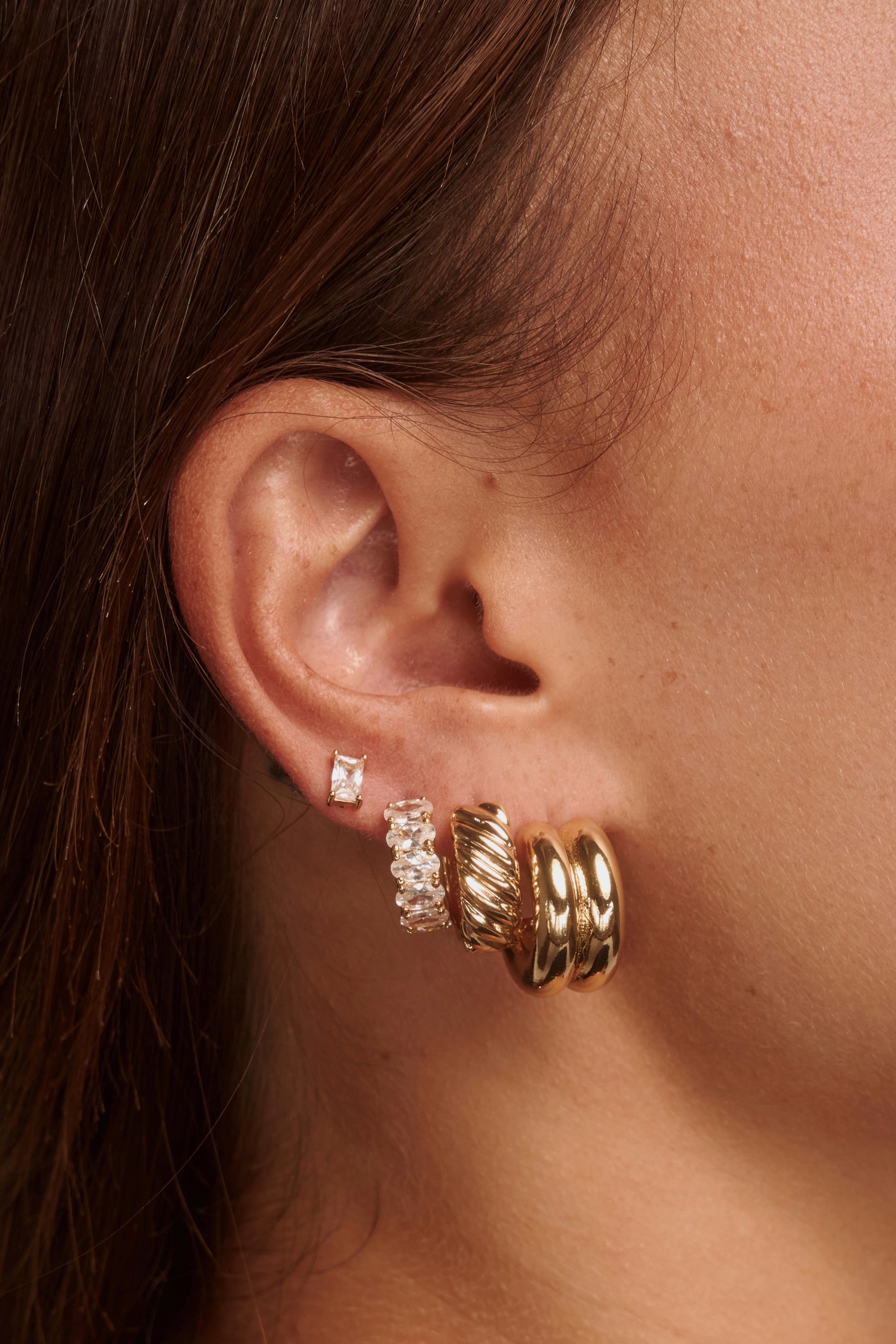Gold Double Tube Earrings