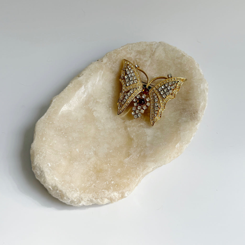 Vintage CZ Butterfly Brooch