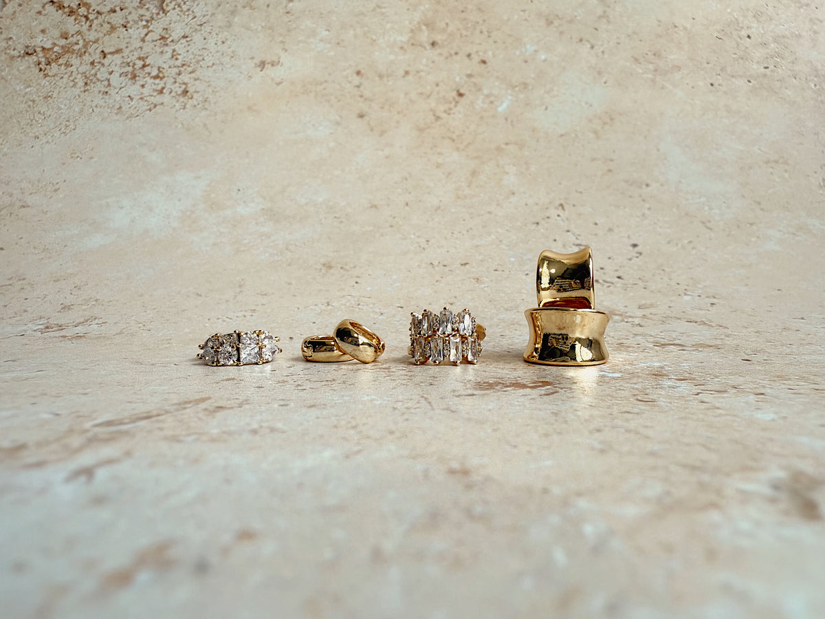 CZ and Baguette Huggie