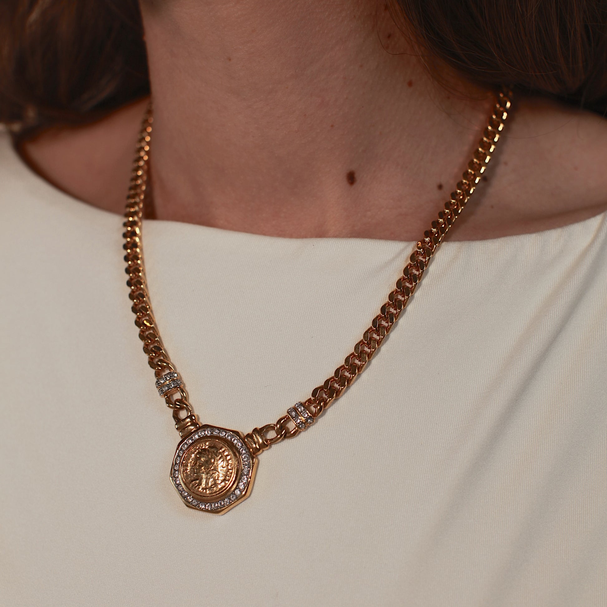 Vintage Etruscan Coin Necklace