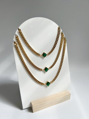 Curb chain and Emerald Necklace