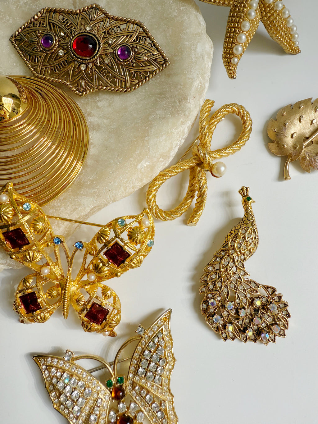 Vintage Jeweled Butterfly Brooch