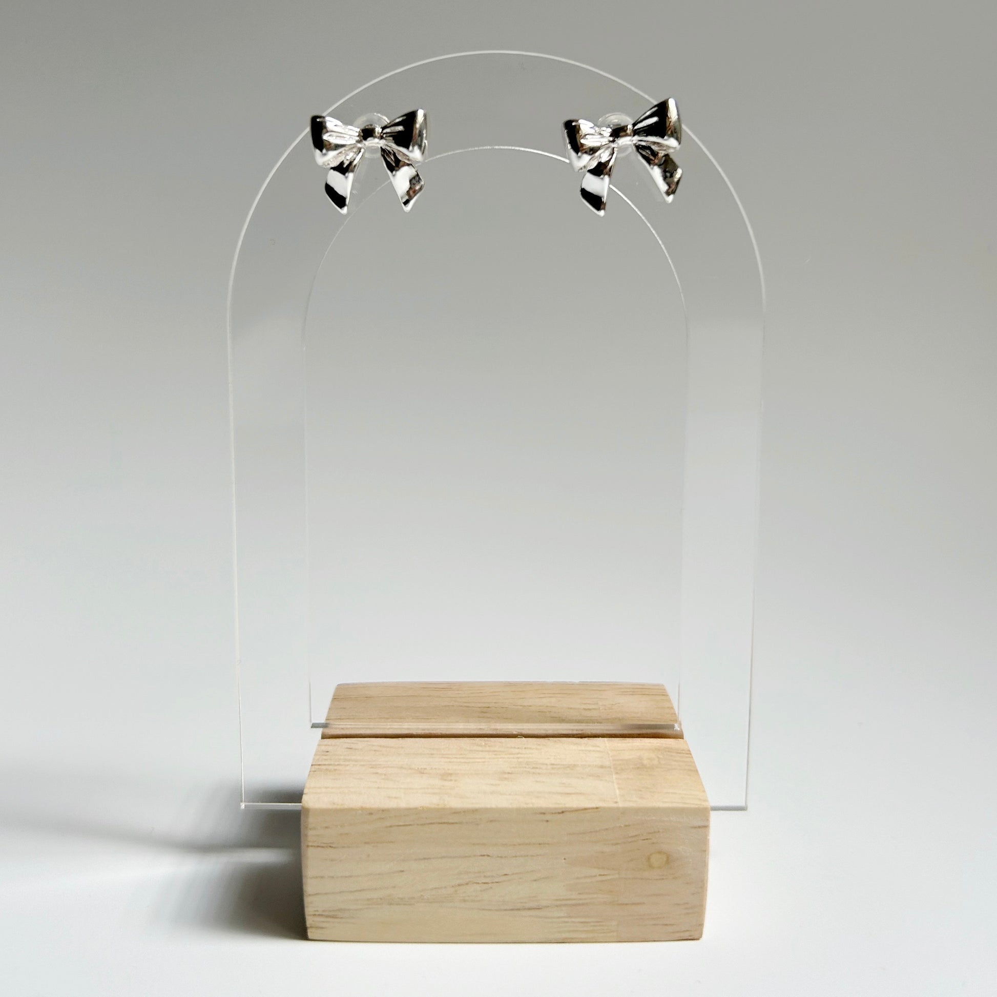 Silver Bow Stud Earrings