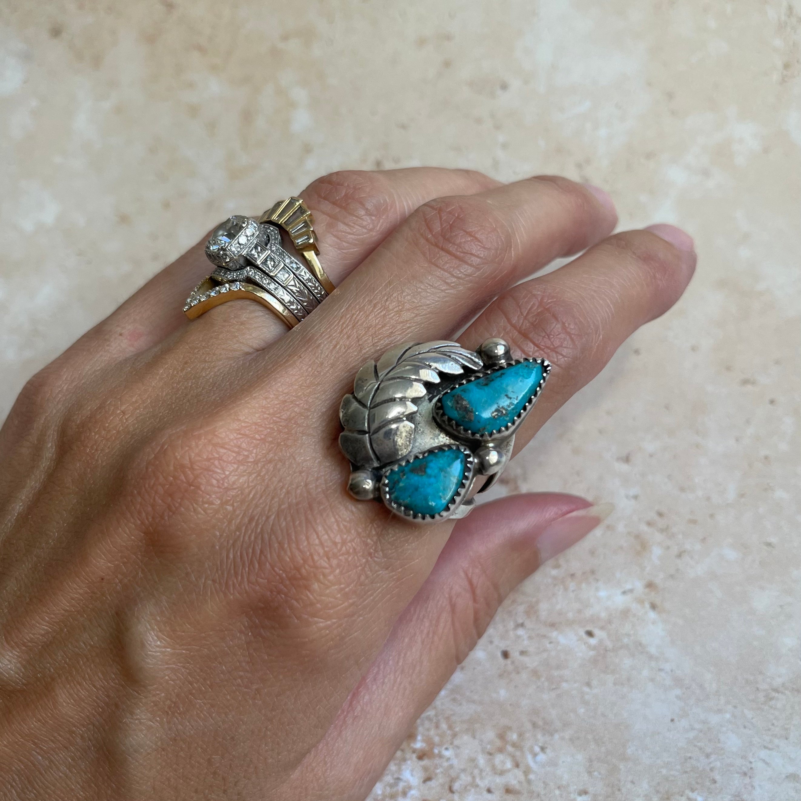 Vintage Double Turquoise Stone Ring