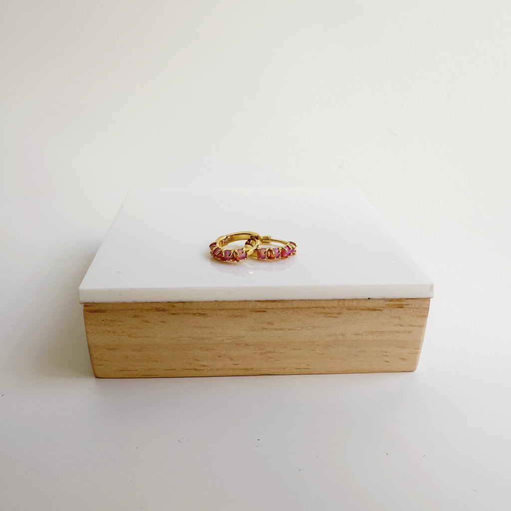 Mini Pink Opal Huggies