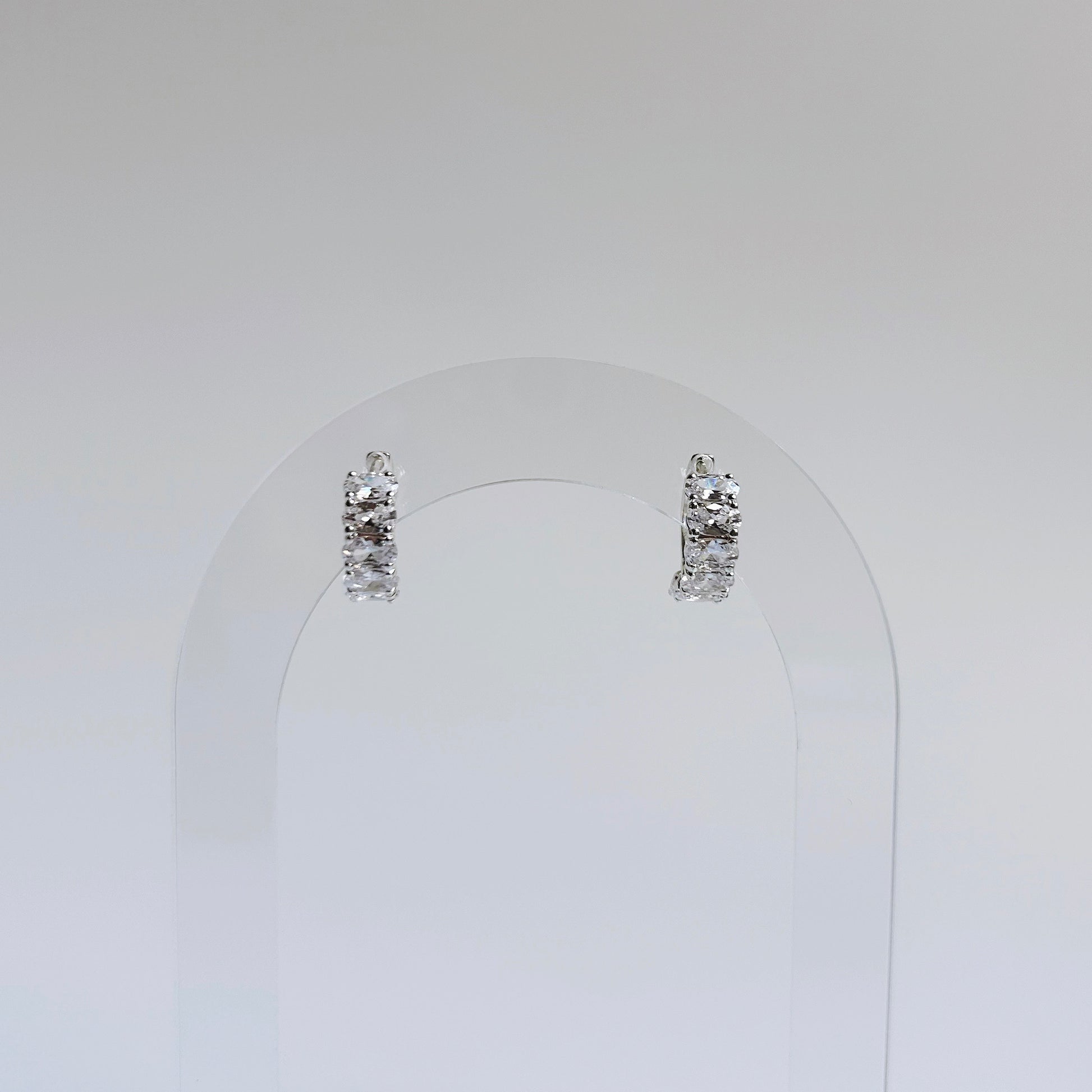 Silver Oval CZ Huggies