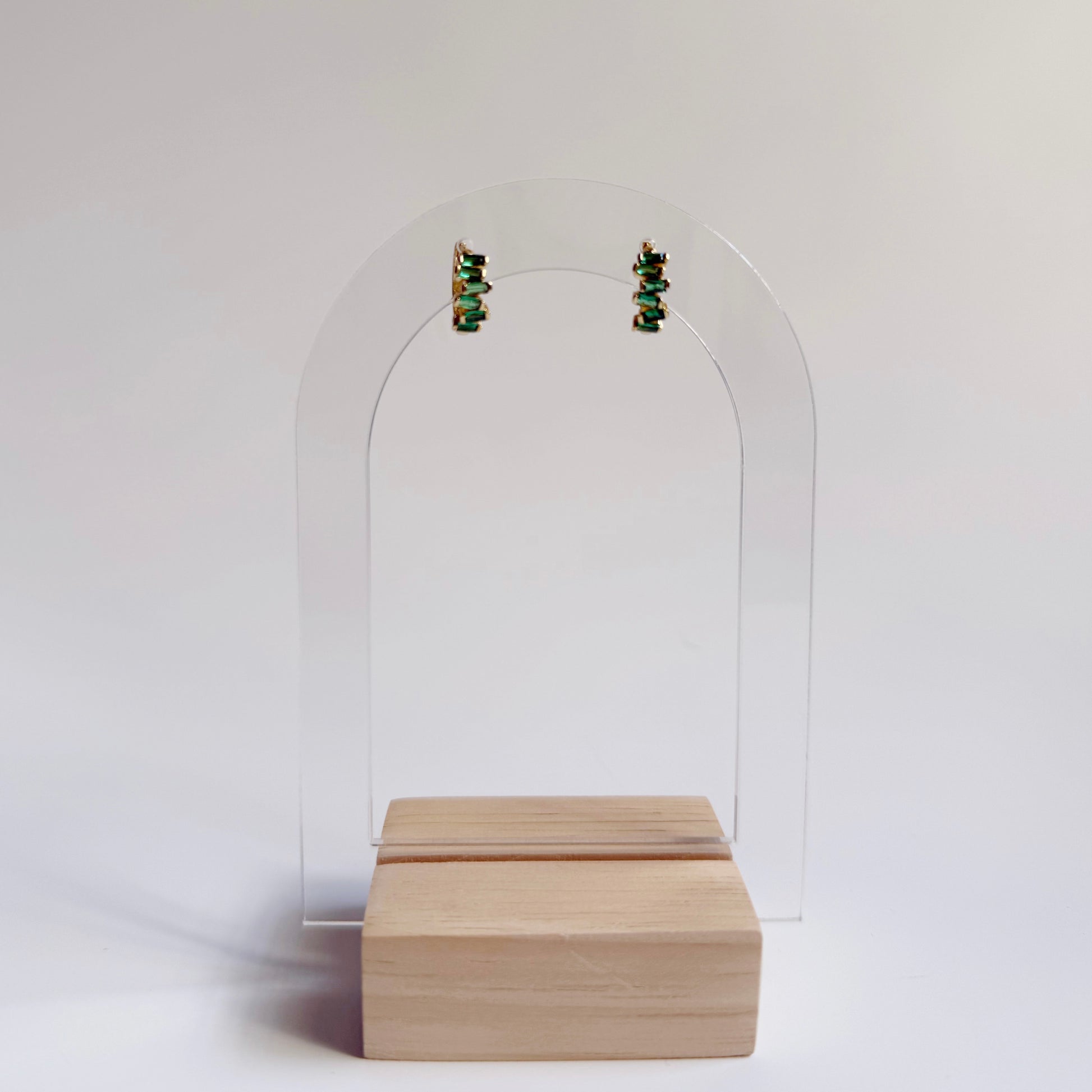 Emerald Baguette Huggies