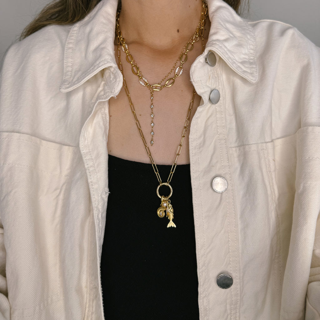 Fish and Shell Charm Necklace