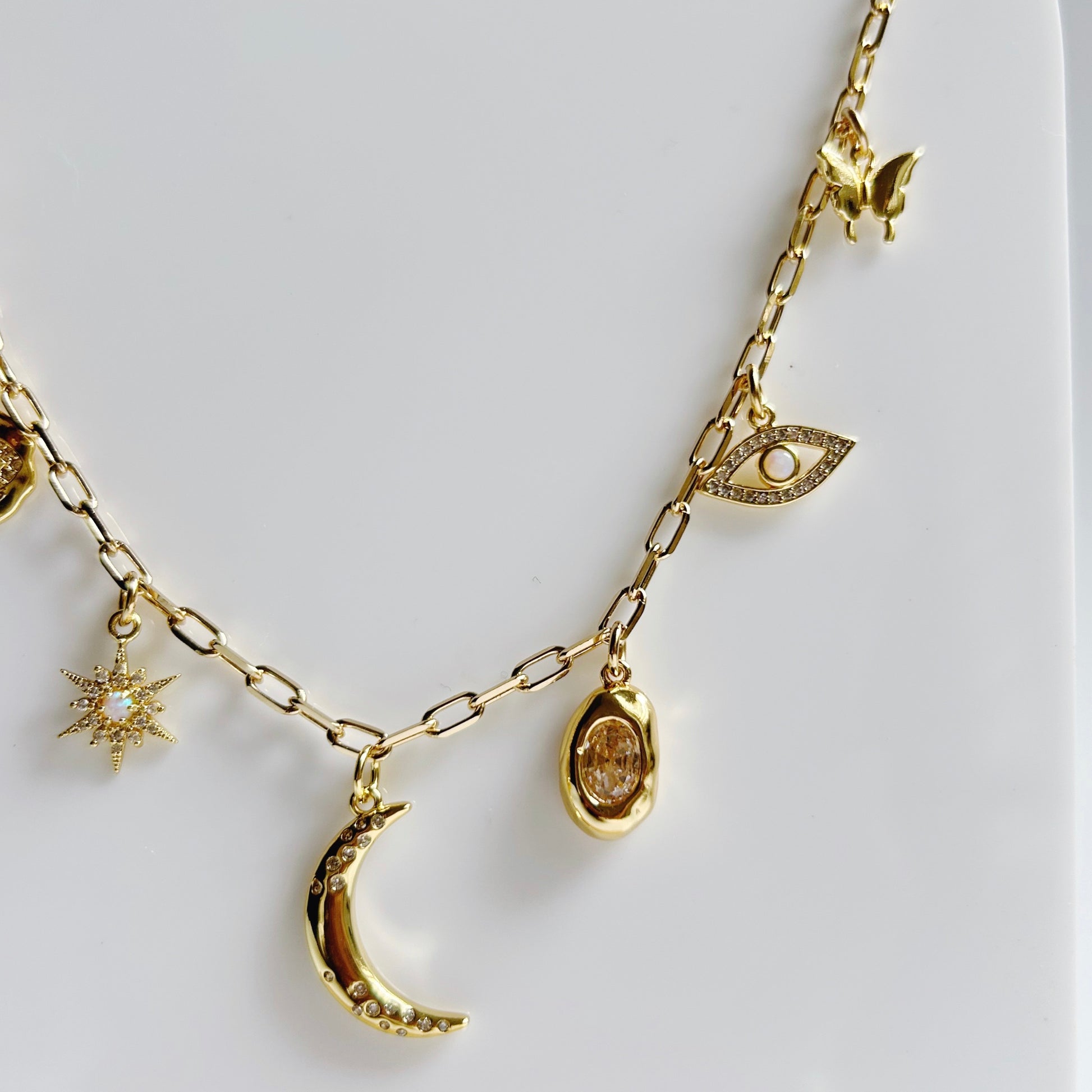 Moon and Stars Charm Necklace
