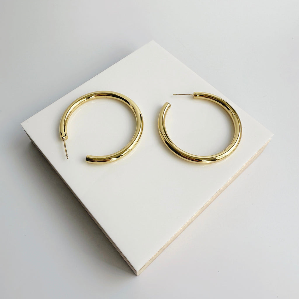 Large Gold Tube Hoops