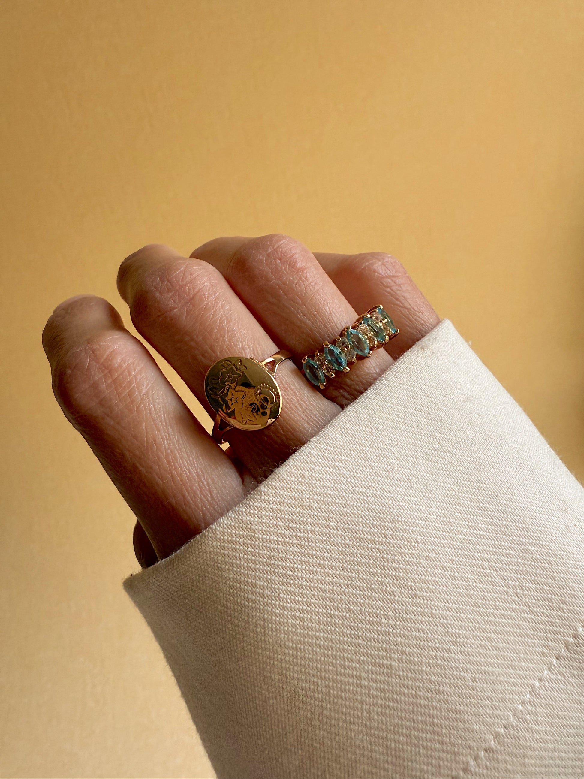 Vintage Blue Marquis Stacking Ring