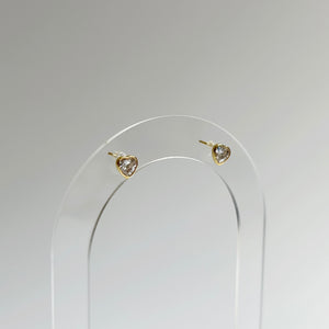 Bezel Heart CZ Studs