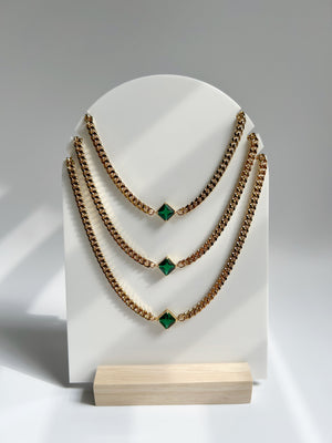 Curb chain and Emerald Necklace