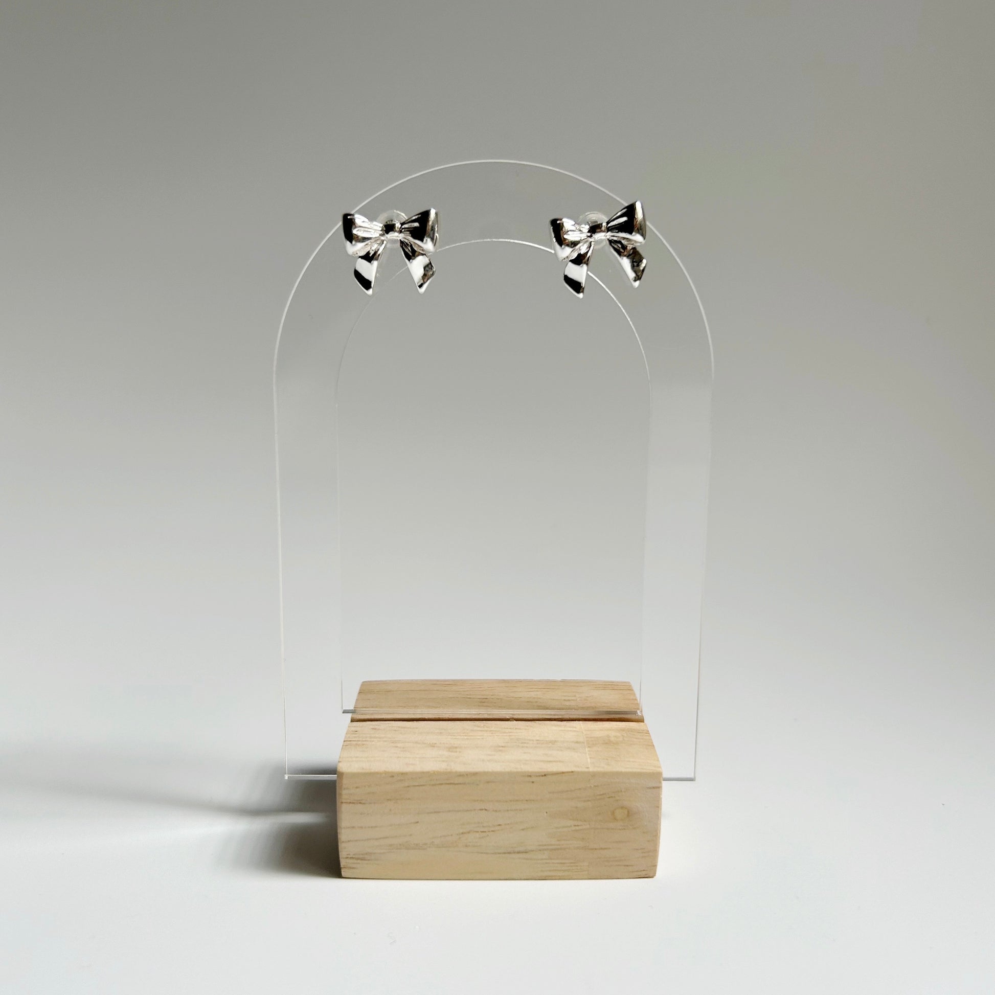 Silver Bow Stud Earrings
