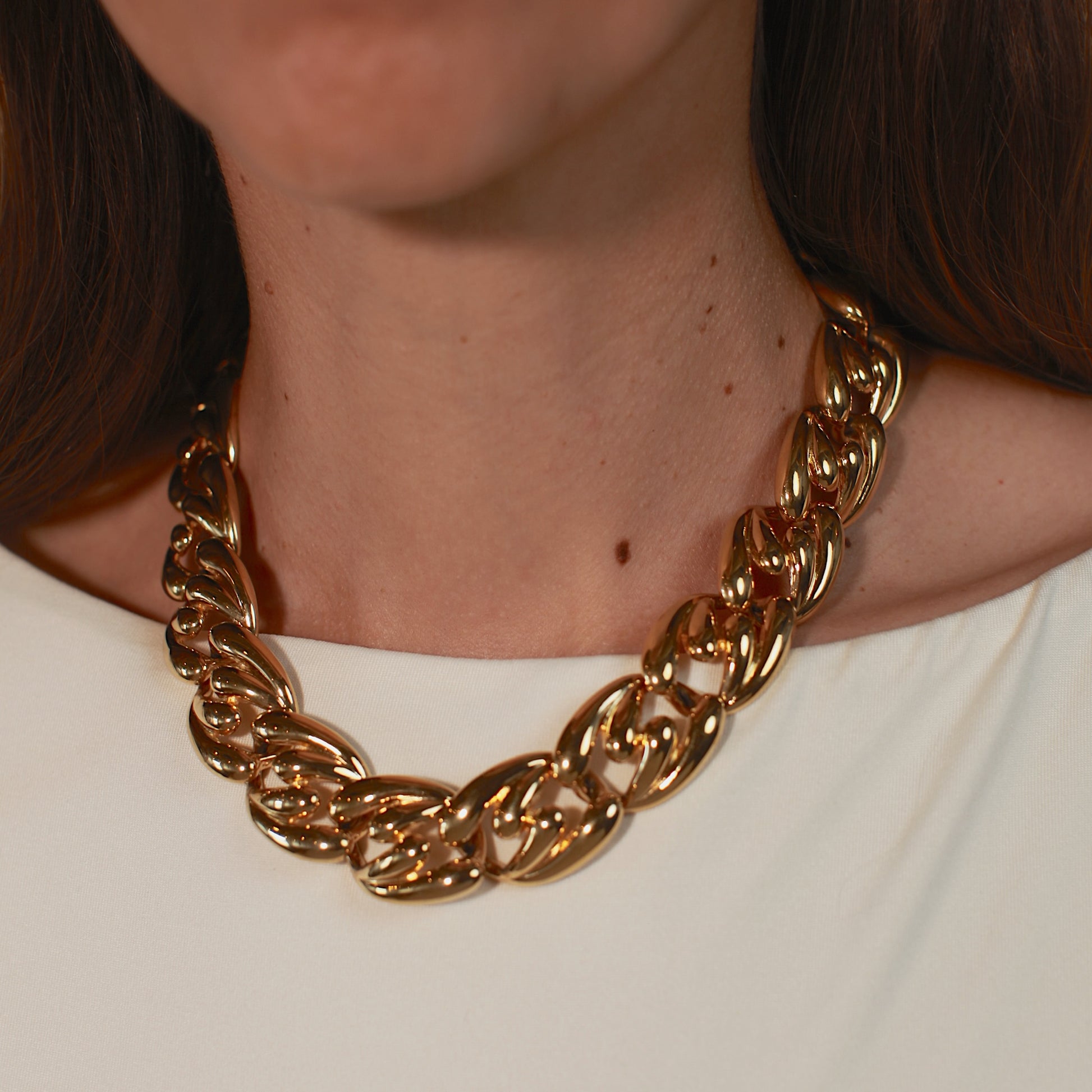 Vintage Erwin Pearl Modern Gold Statement Necklace