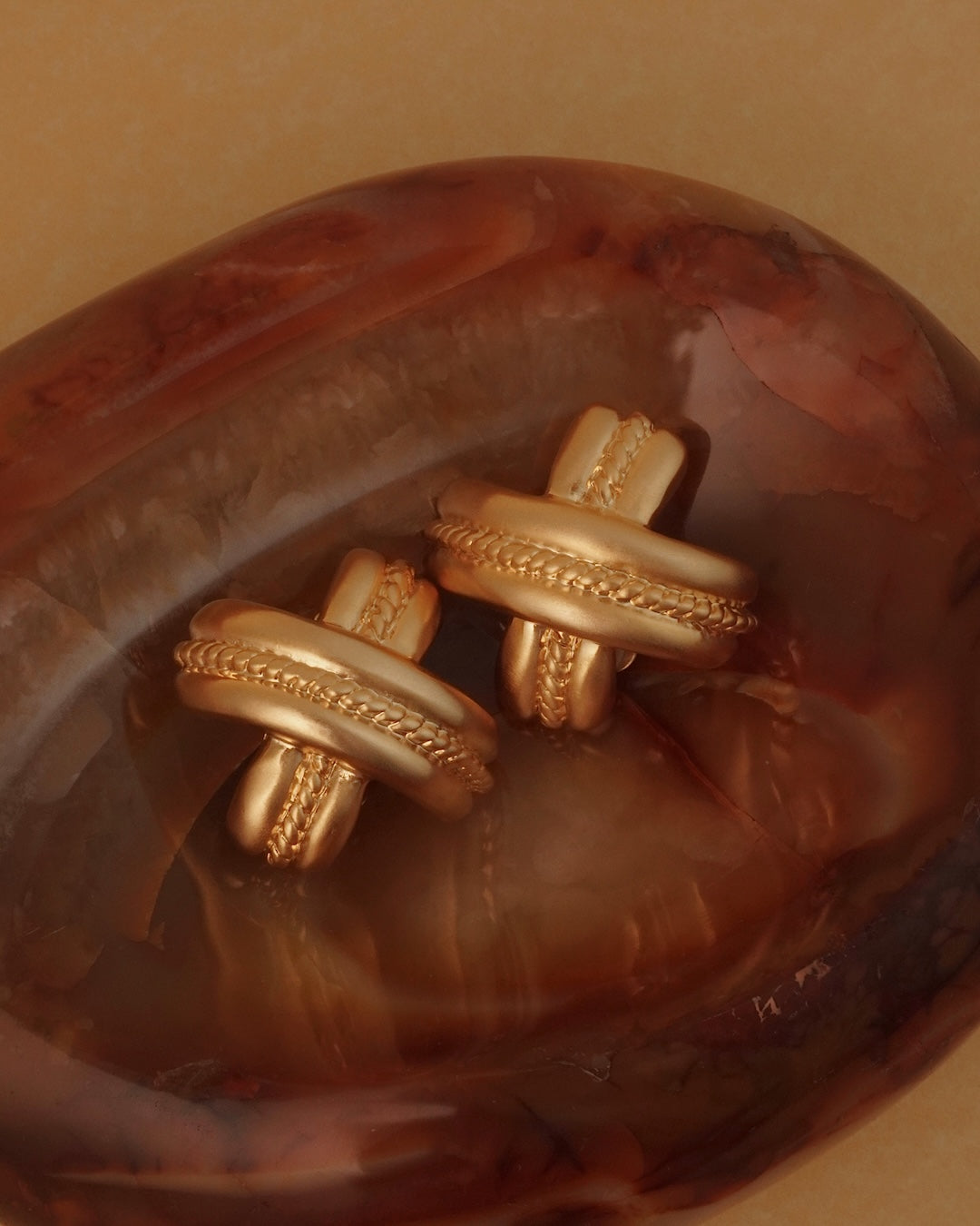 Vintage X Gold Braided Clip On Earrings