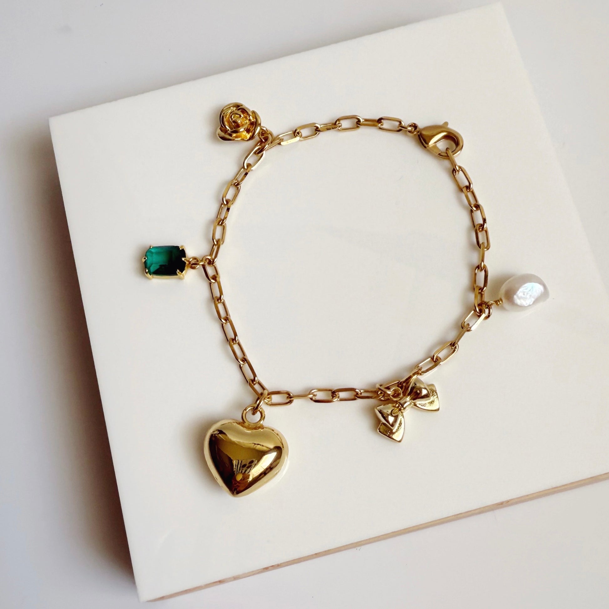 Puffy heart charm bracelet