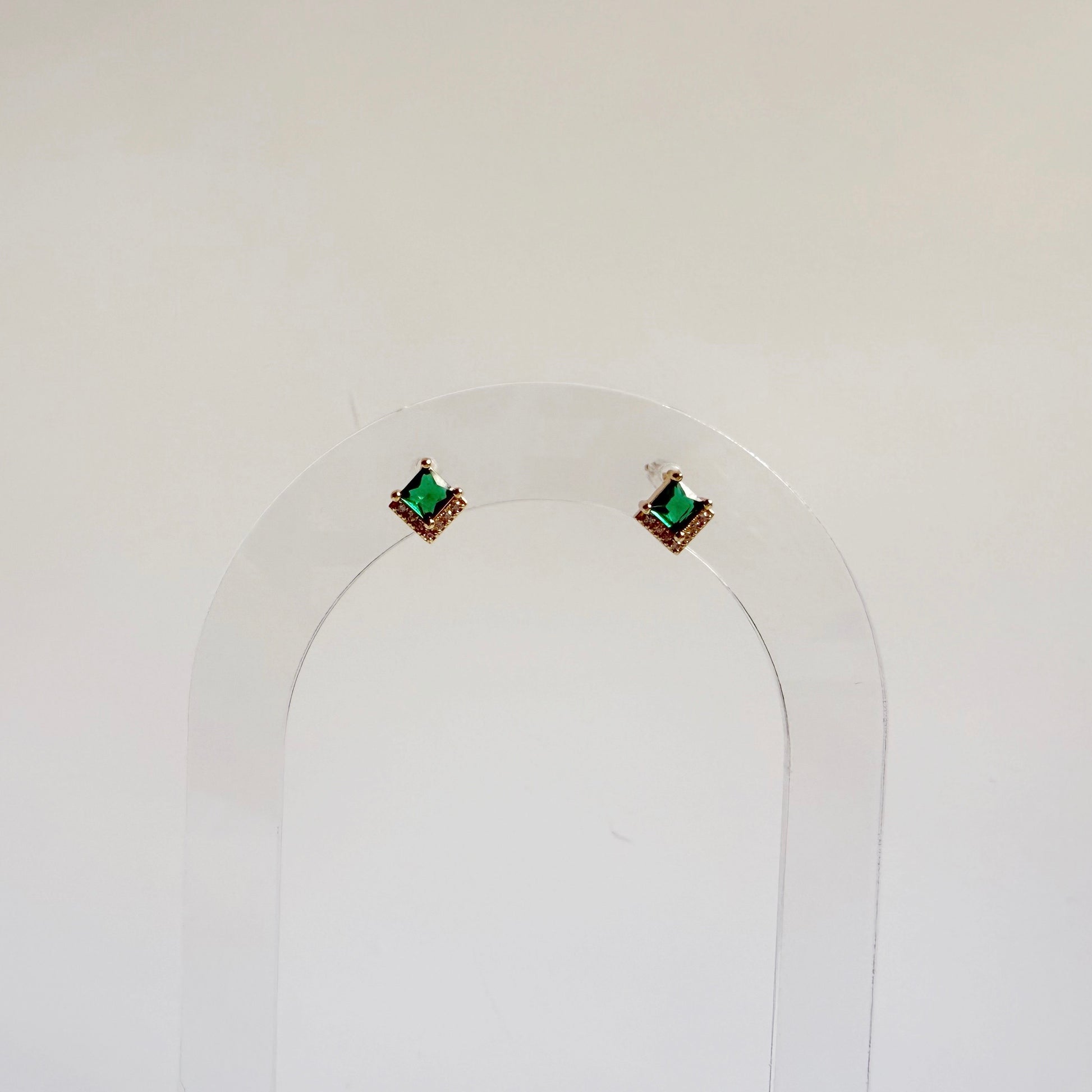 Emerald Studs with CZ accents