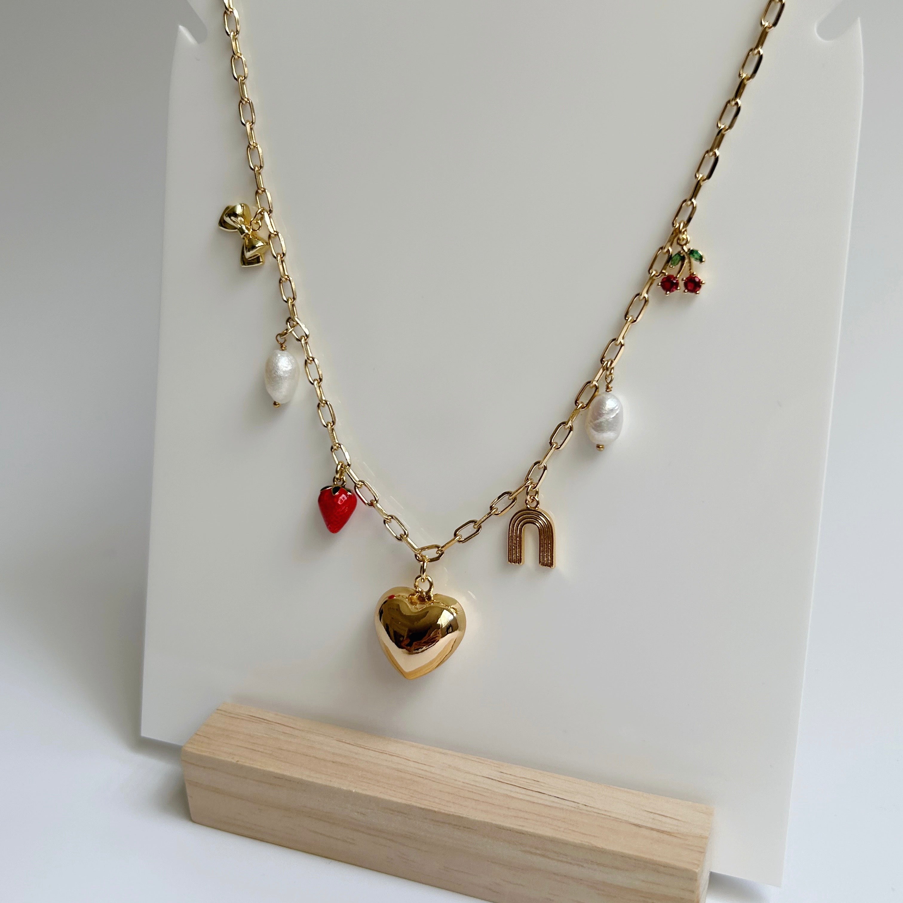 Cherry and Strawberries Charm Necklace