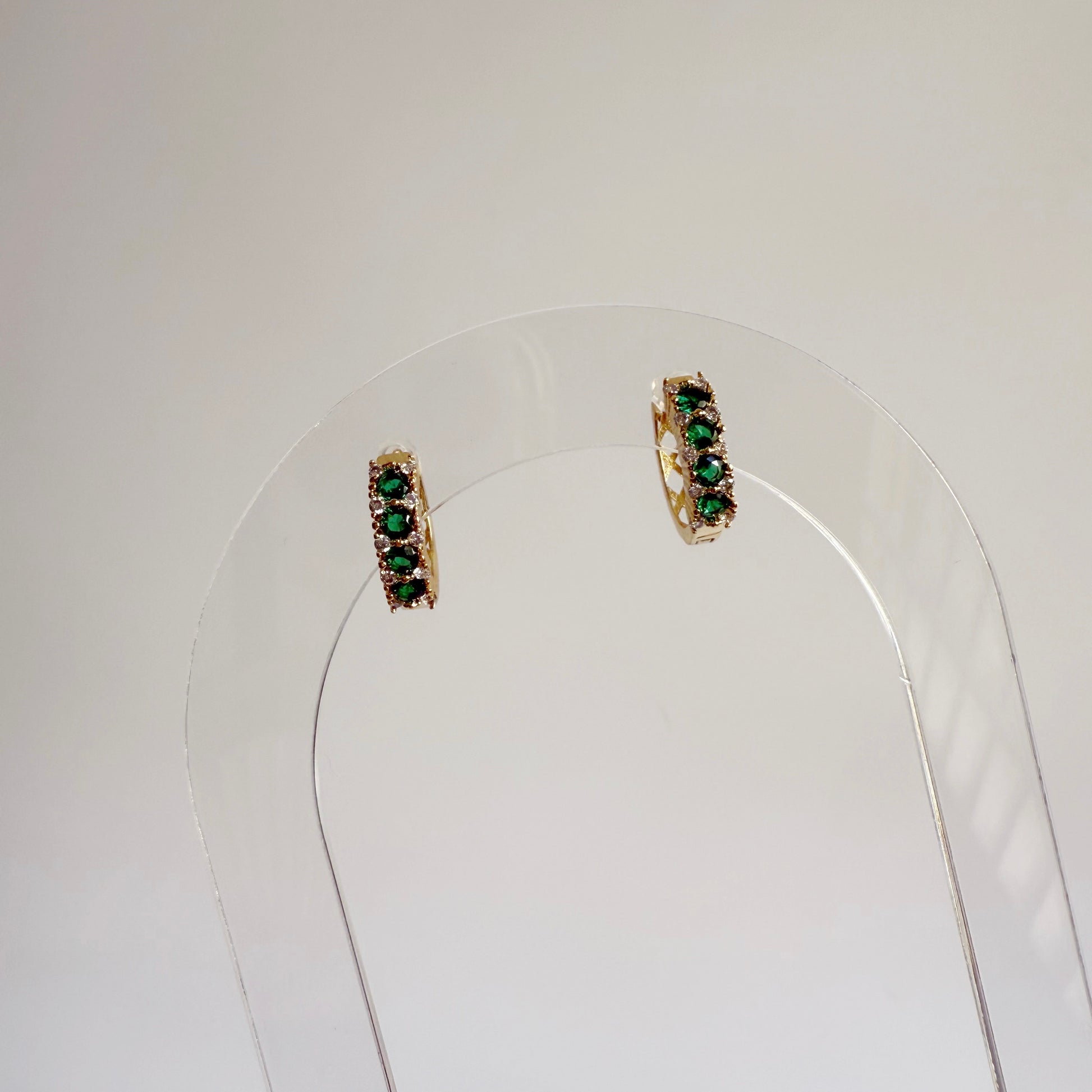 Emerald and CZ Huggies