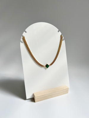 Curb chain and Emerald Necklace