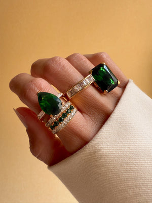 Vintage Emerald and CZ Stacking Ring