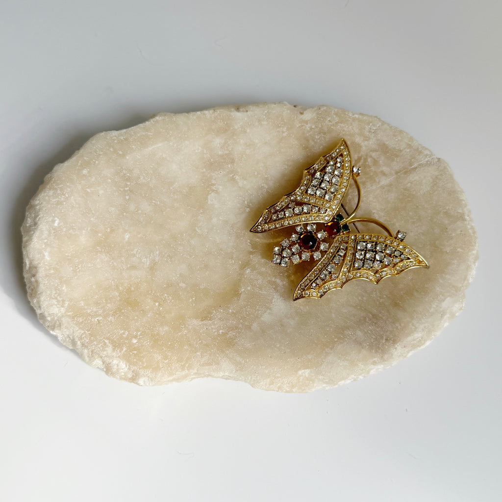 Vintage CZ Butterfly Brooch