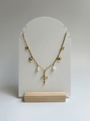 Pearl Cross Charm Necklace 2