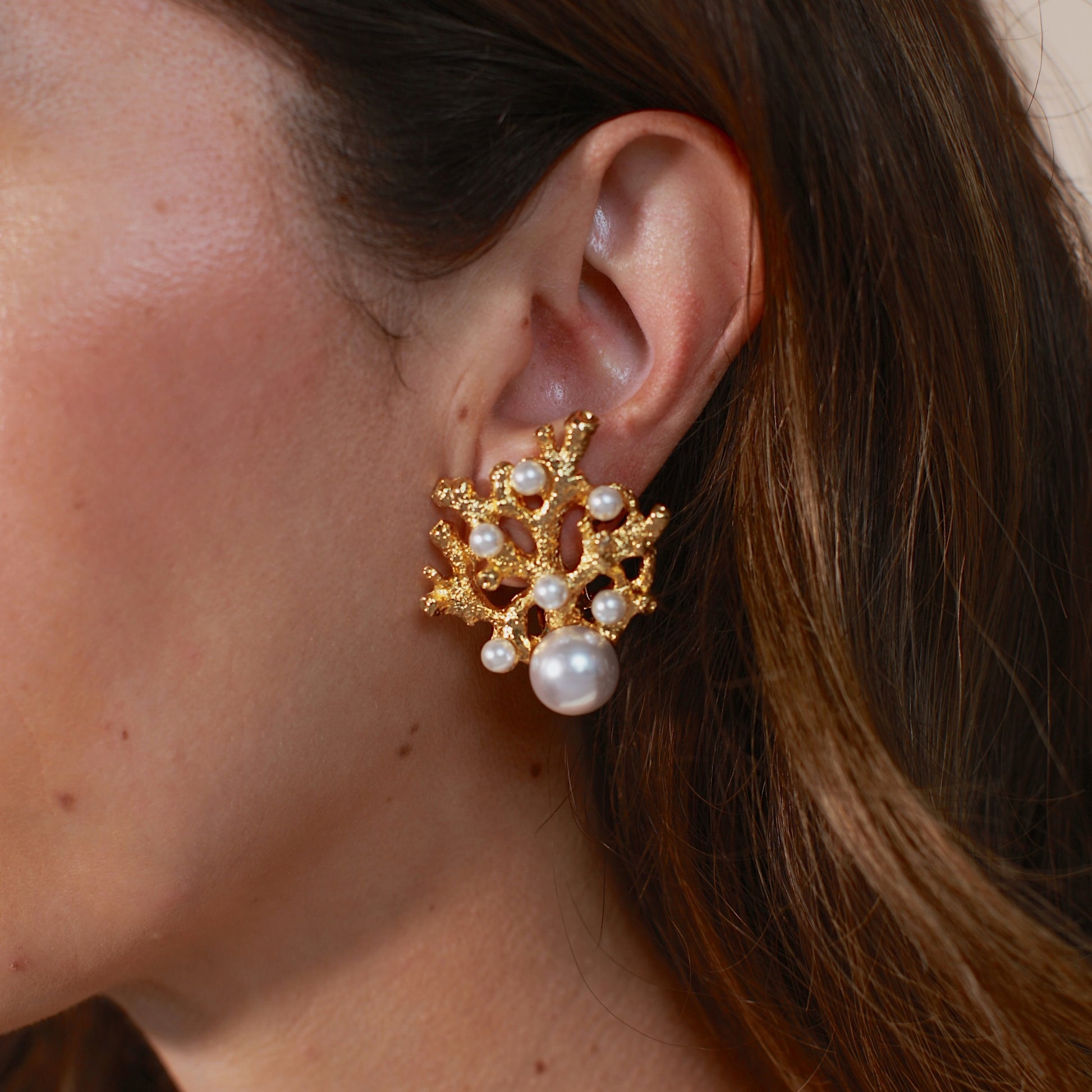 Vintage Kenneth Lane Coral Shaped Statement Clip On's