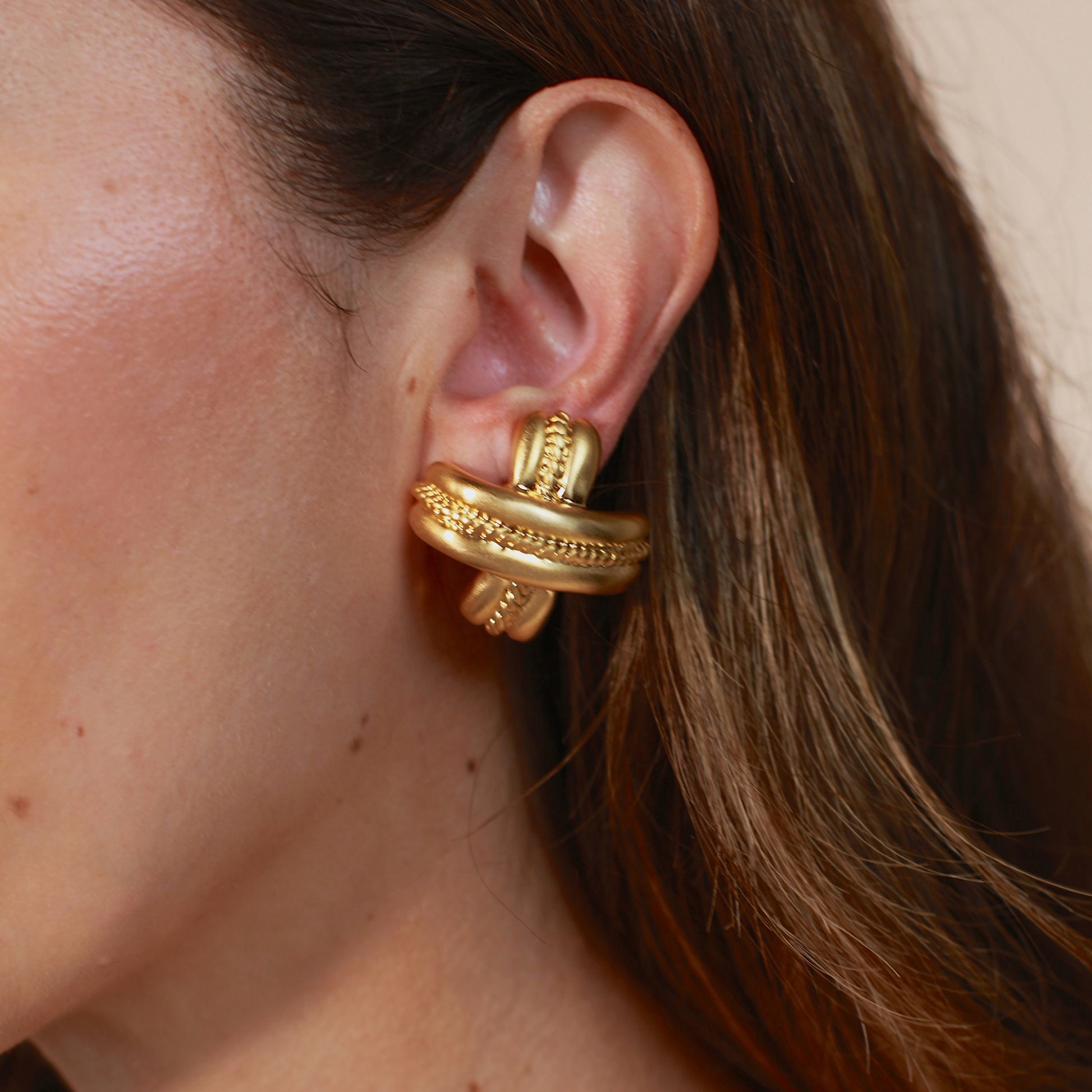 Vintage X Gold Braided Clip On Earrings