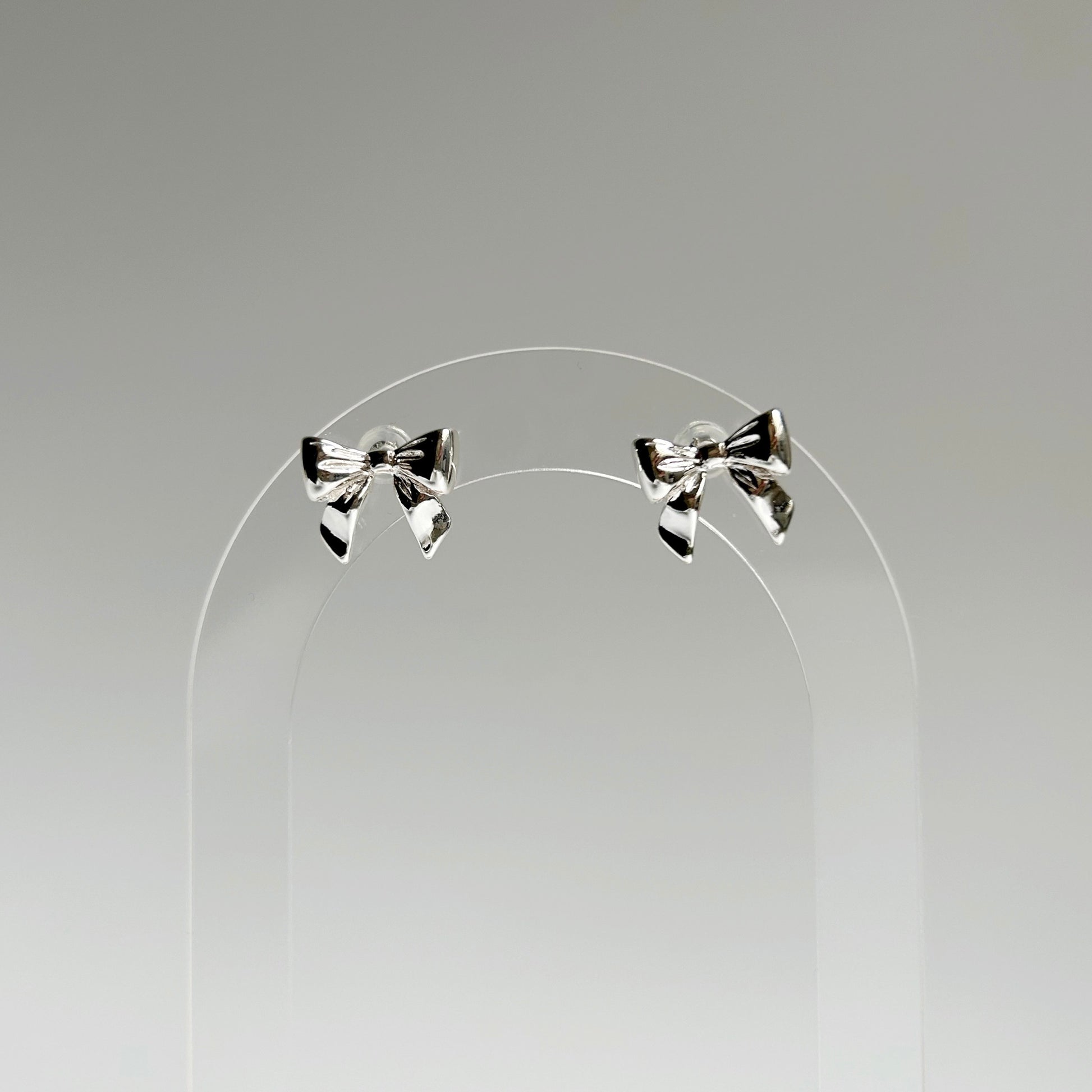 Silver Bow Stud Earrings