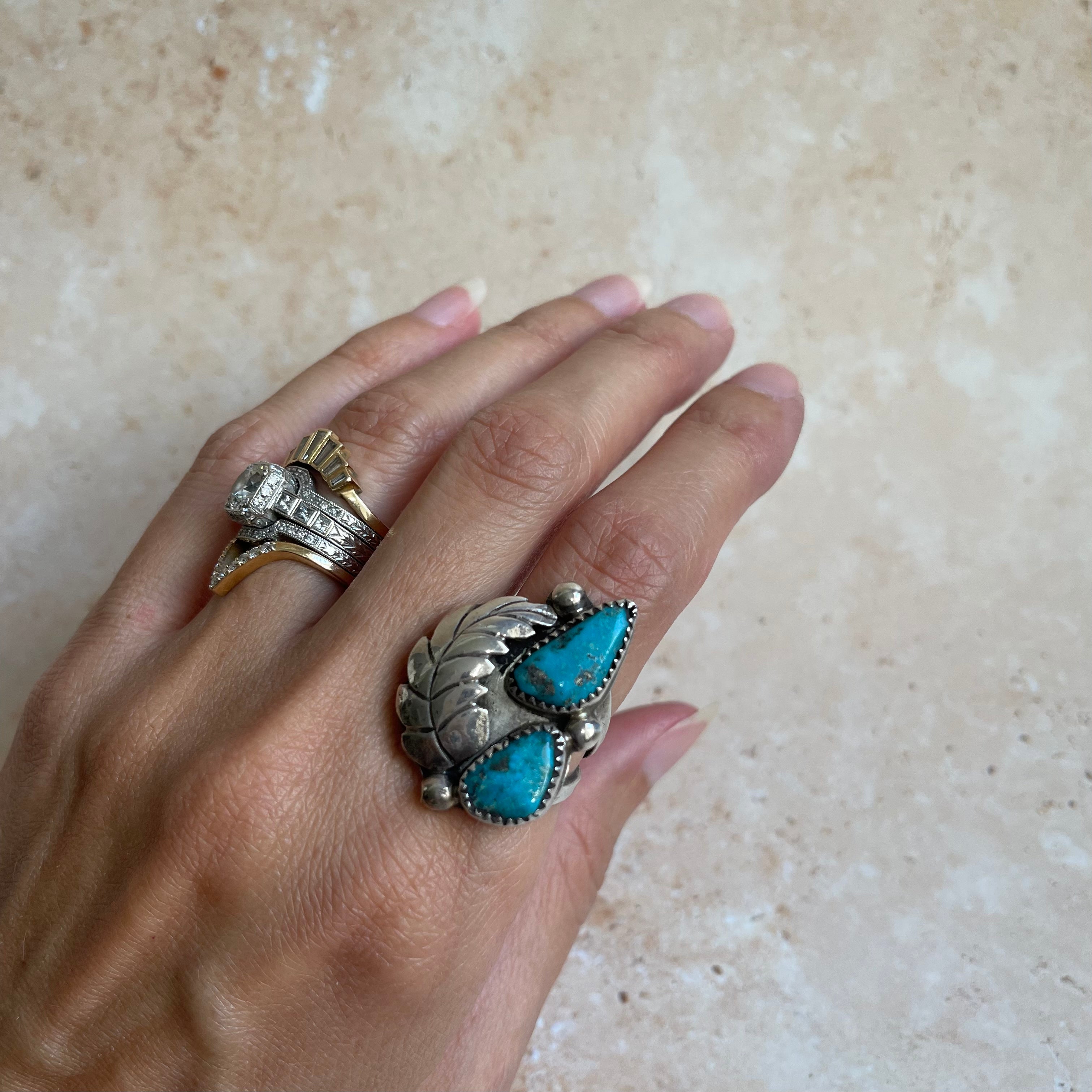Vintage Double Turquoise Stone Ring