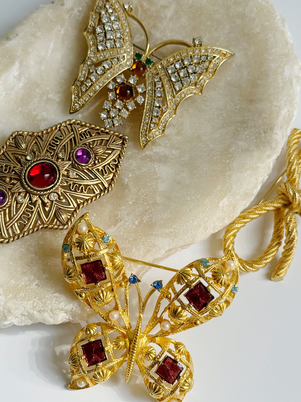 Vintage Jeweled Butterfly Brooch