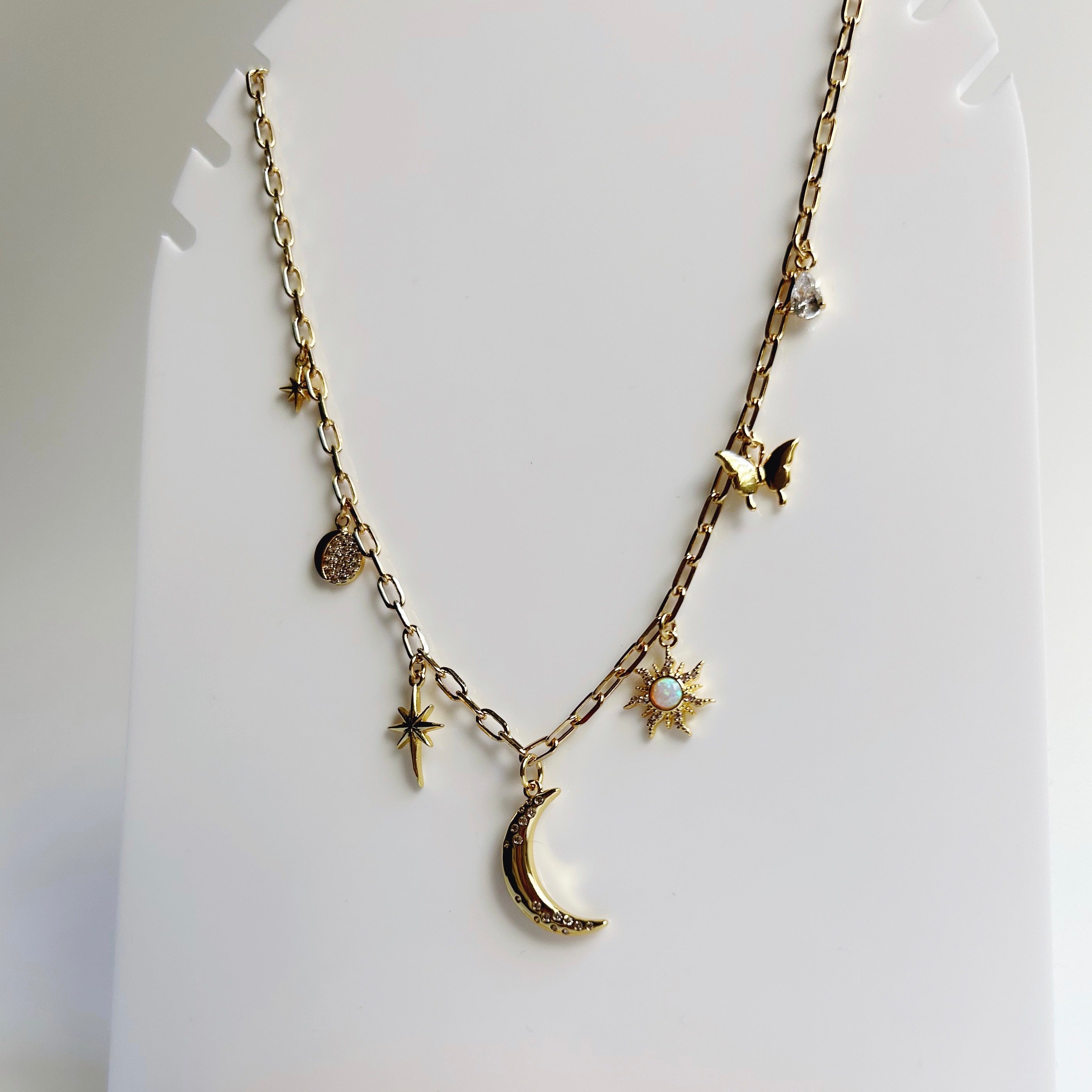 Moon and Stars Charm Necklace