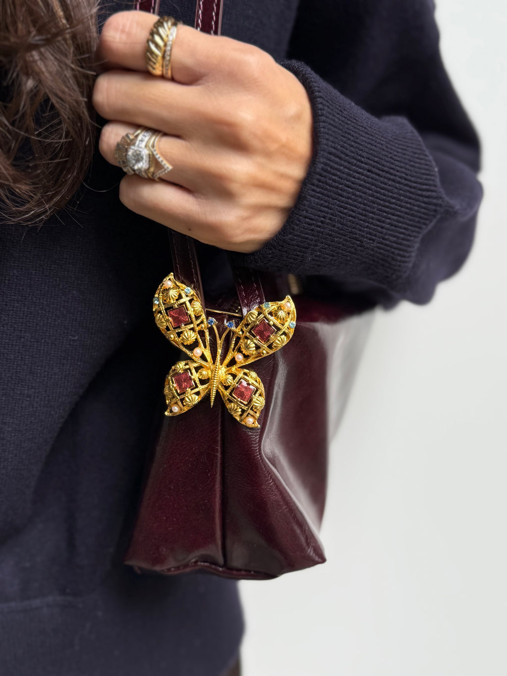 Vintage Jeweled Butterfly Brooch