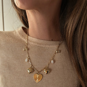 Triple Hearts Charm Necklace