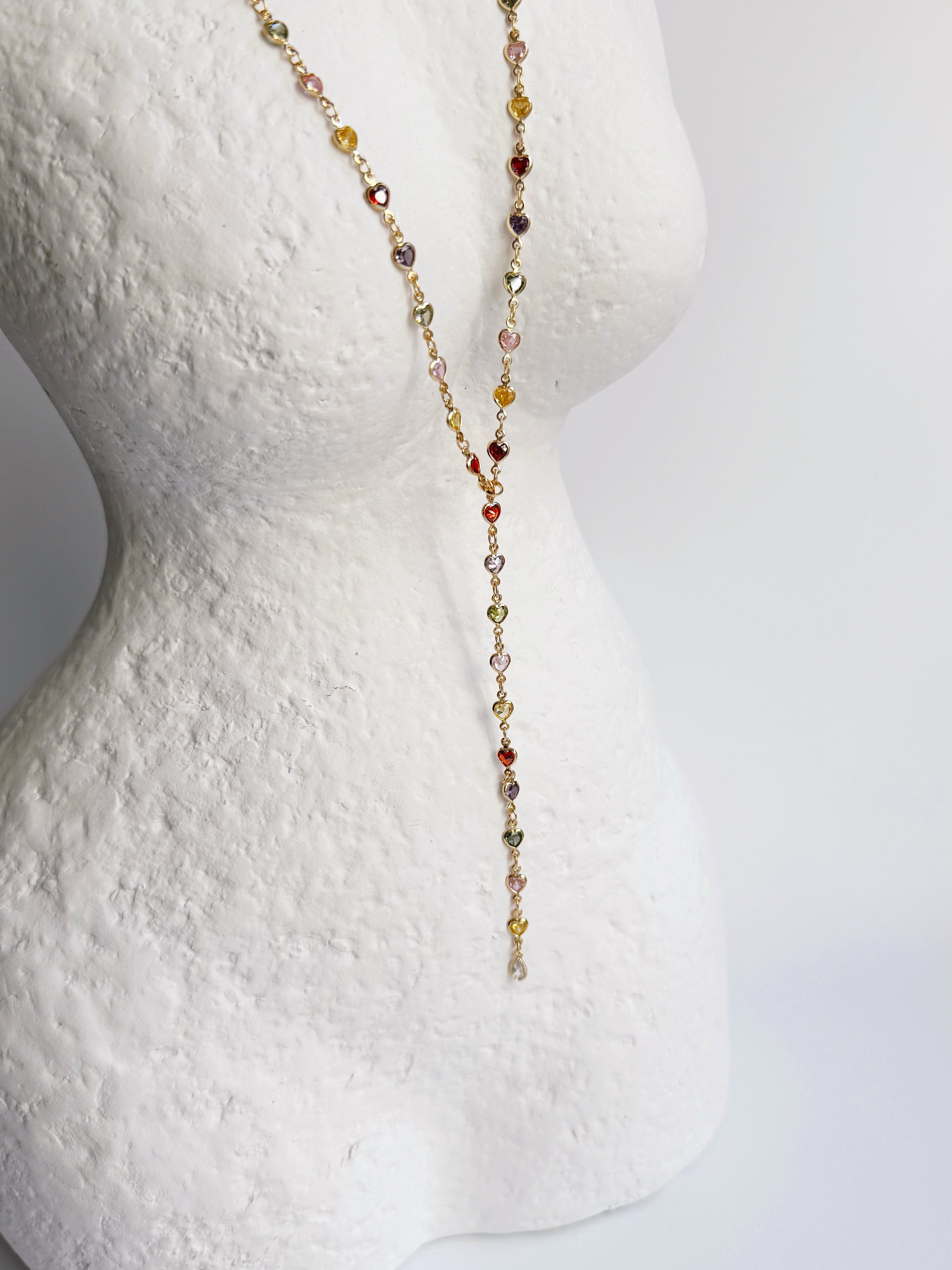 Multicolored Heart Lariat