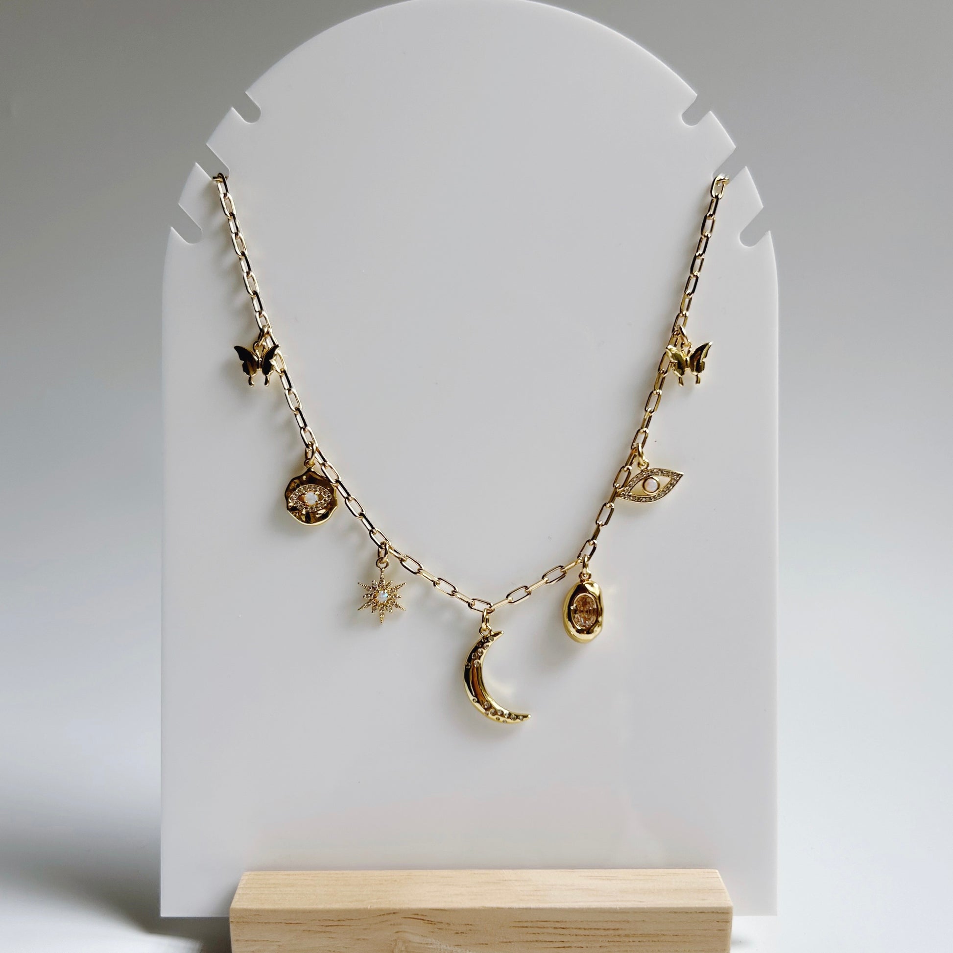 Moon and Stars Charm Necklace