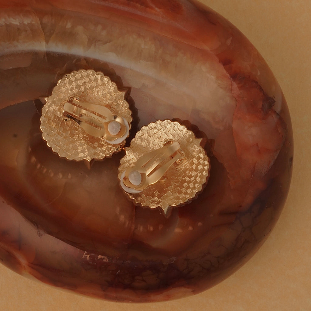 Vintage Guy Laroche Round Button Clip On Earrings