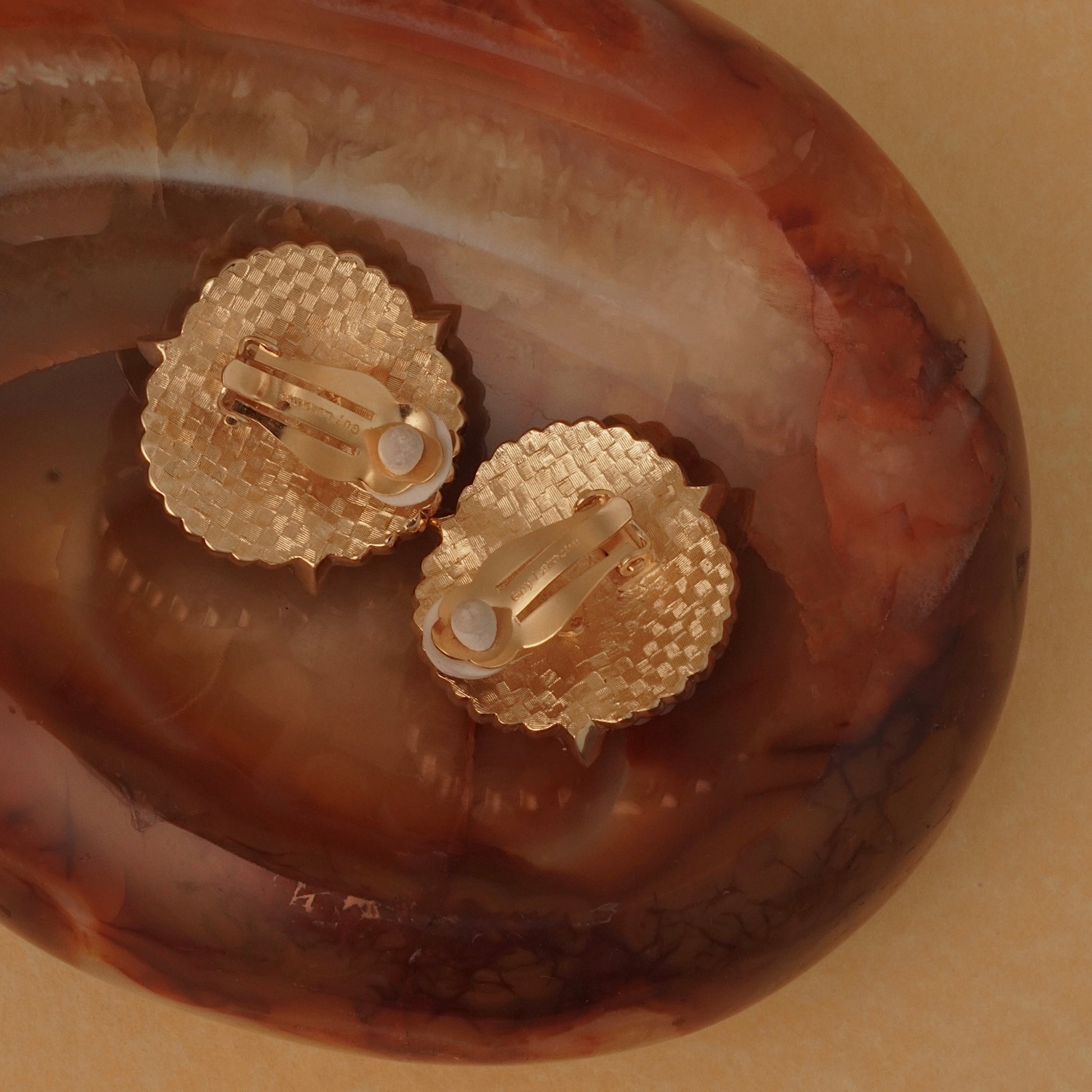 Vintage Guy Laroche Round Button Clip Ons