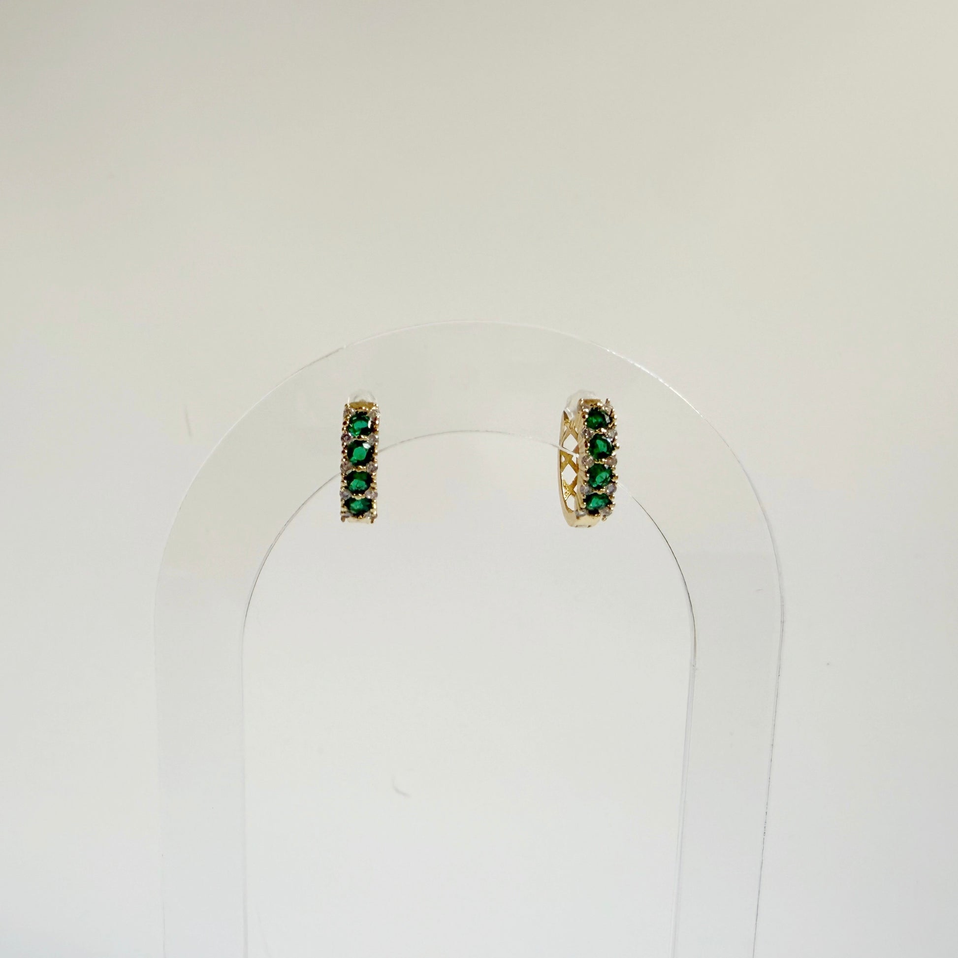 Emerald and CZ Huggies