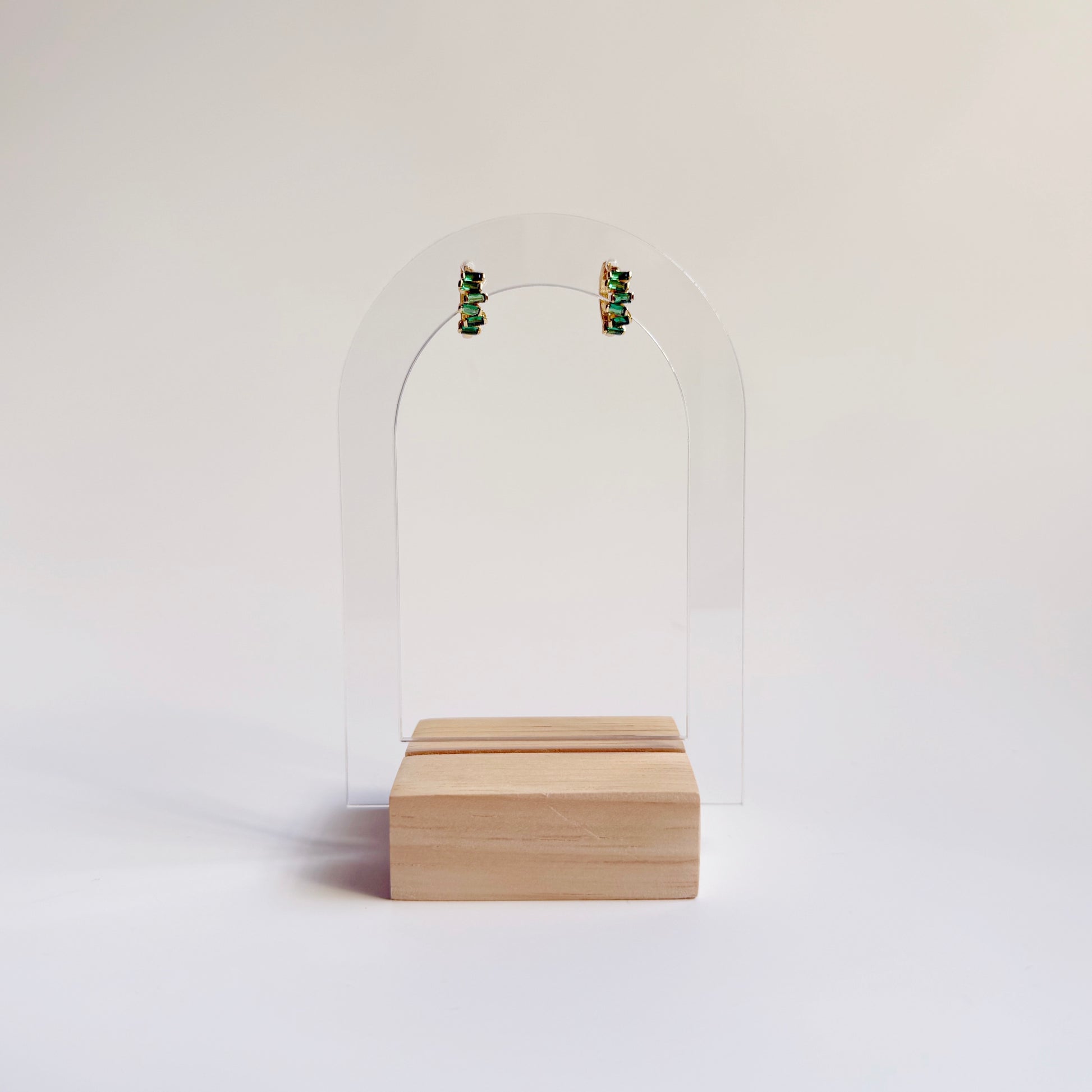 Emerald Baguette Huggies