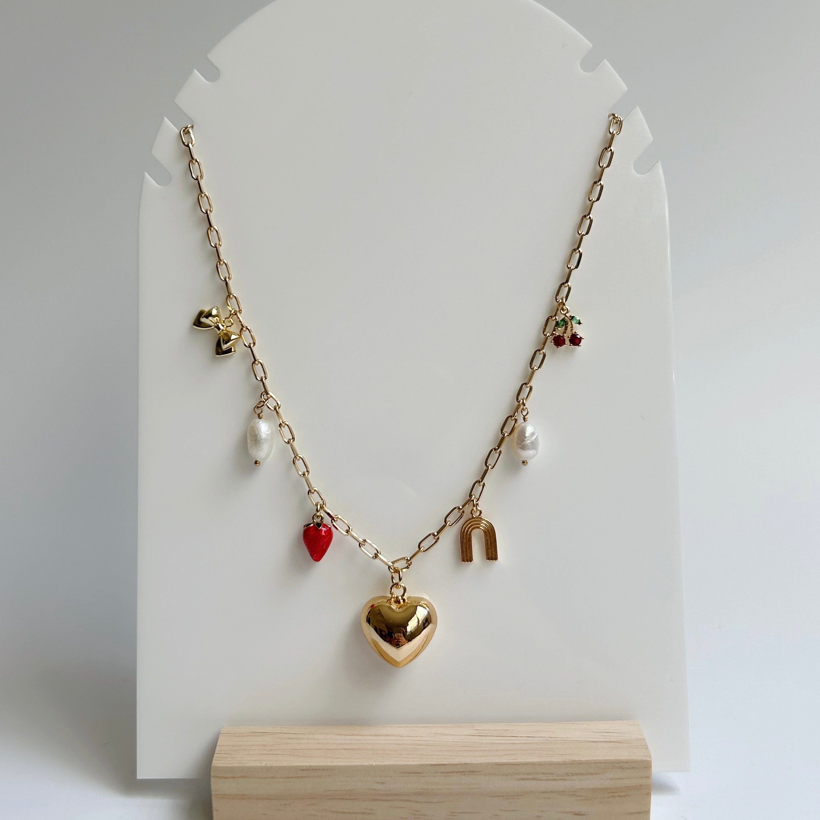 Cherry and Strawberries Charm Necklace