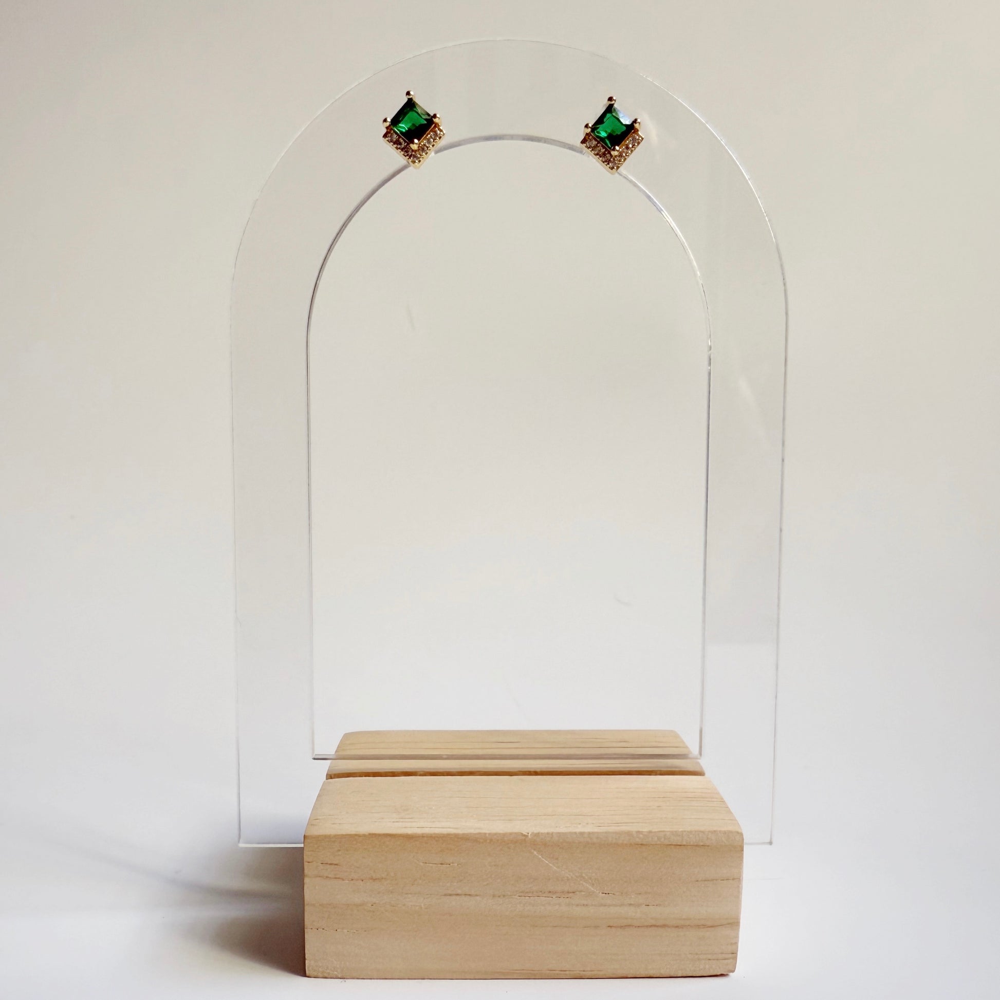 Emerald Studs with CZ accents