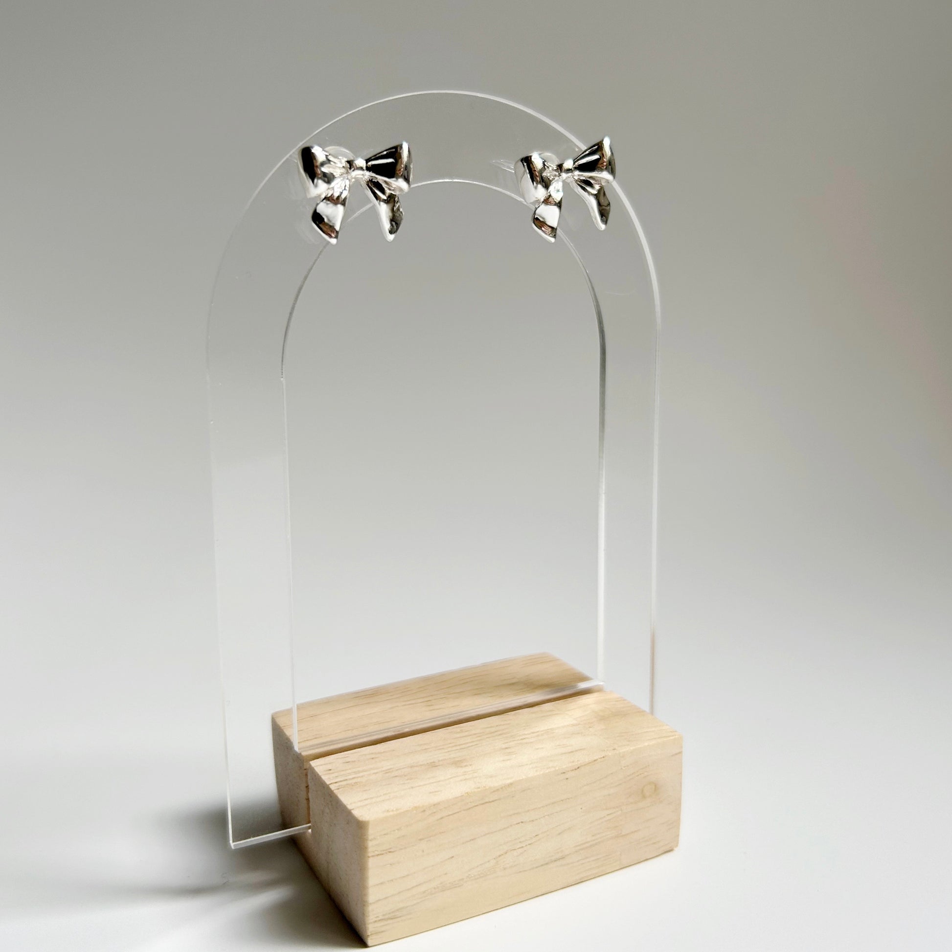 Silver Bow Stud Earrings