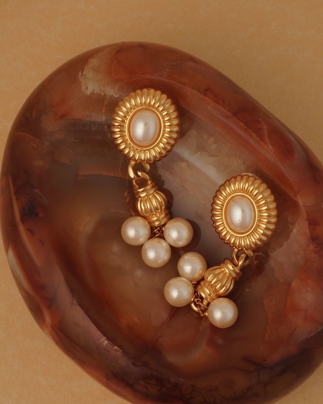 Vintage Large Pearl Drop Clip On Earrings