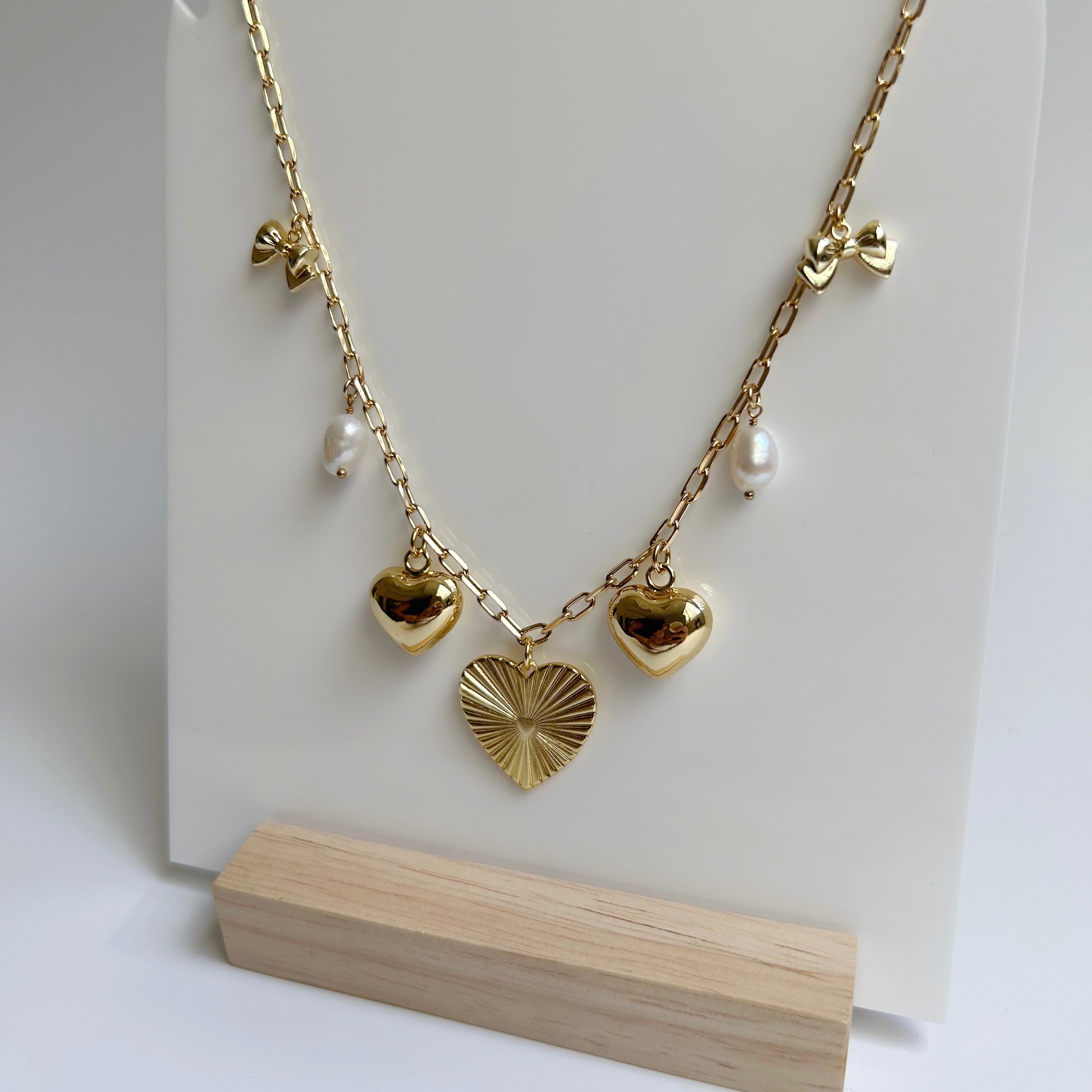 Triple Hearts Charm Necklace