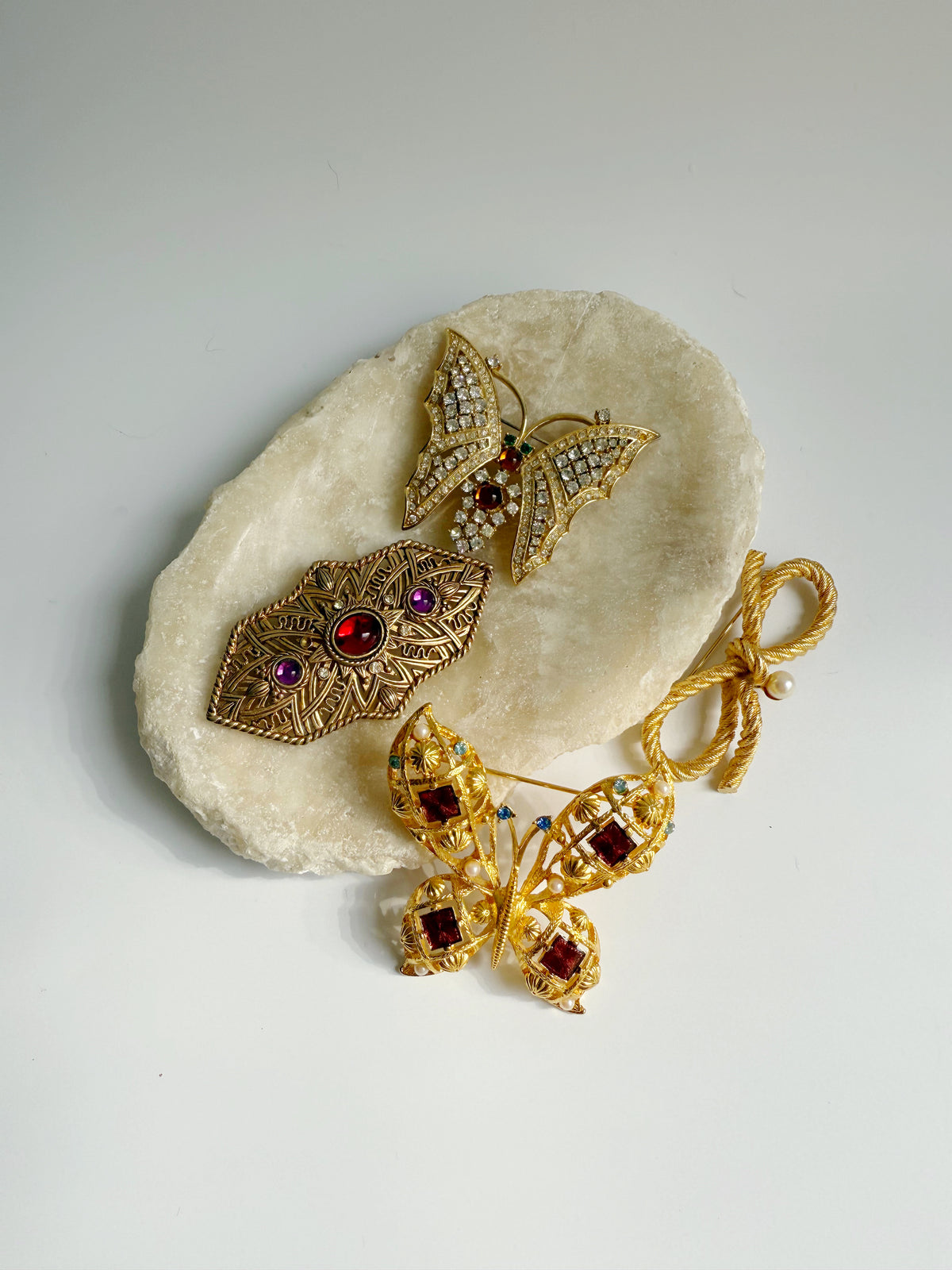 Vintage Jeweled Butterfly Brooch