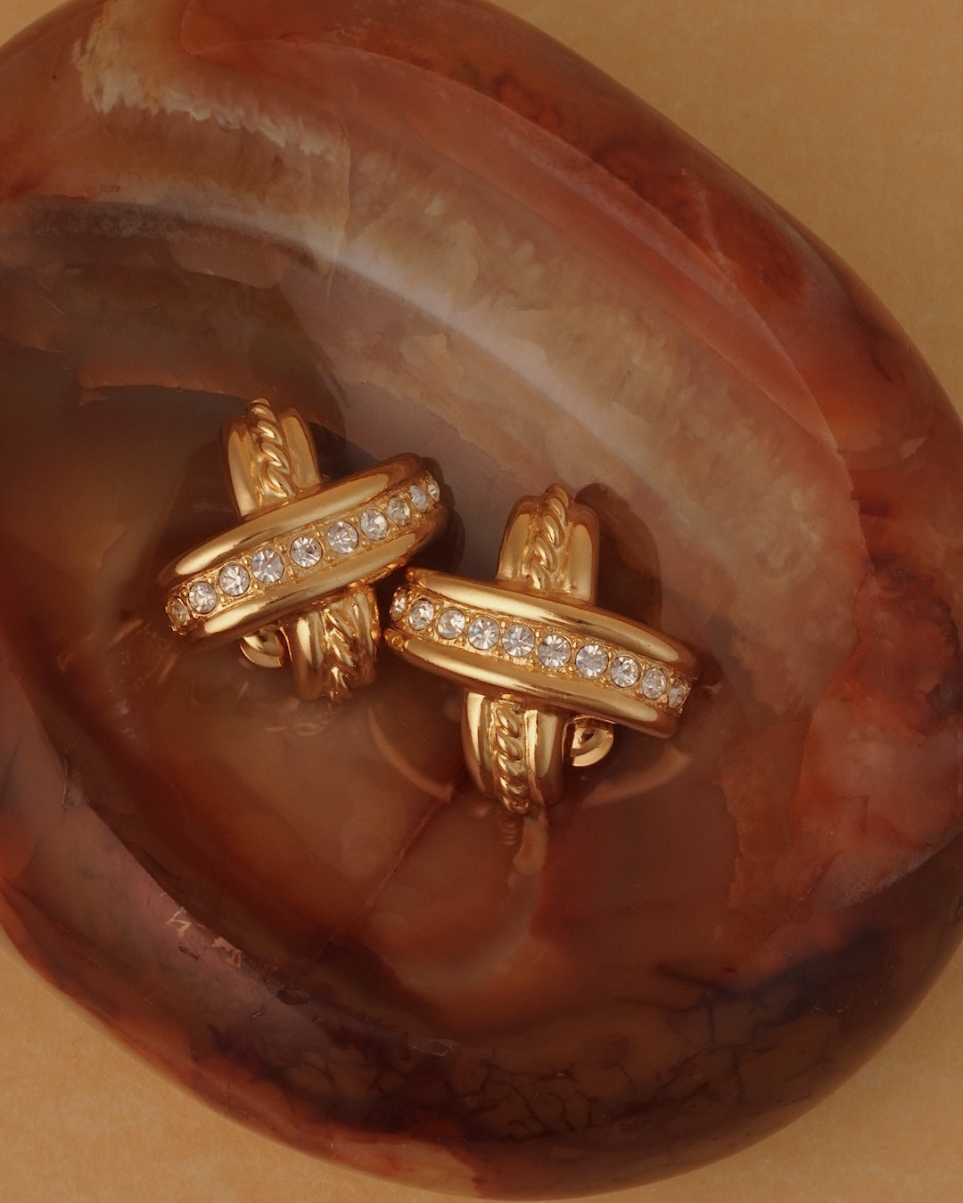 Vintage Ivana Classic X Rhinestone Earrings