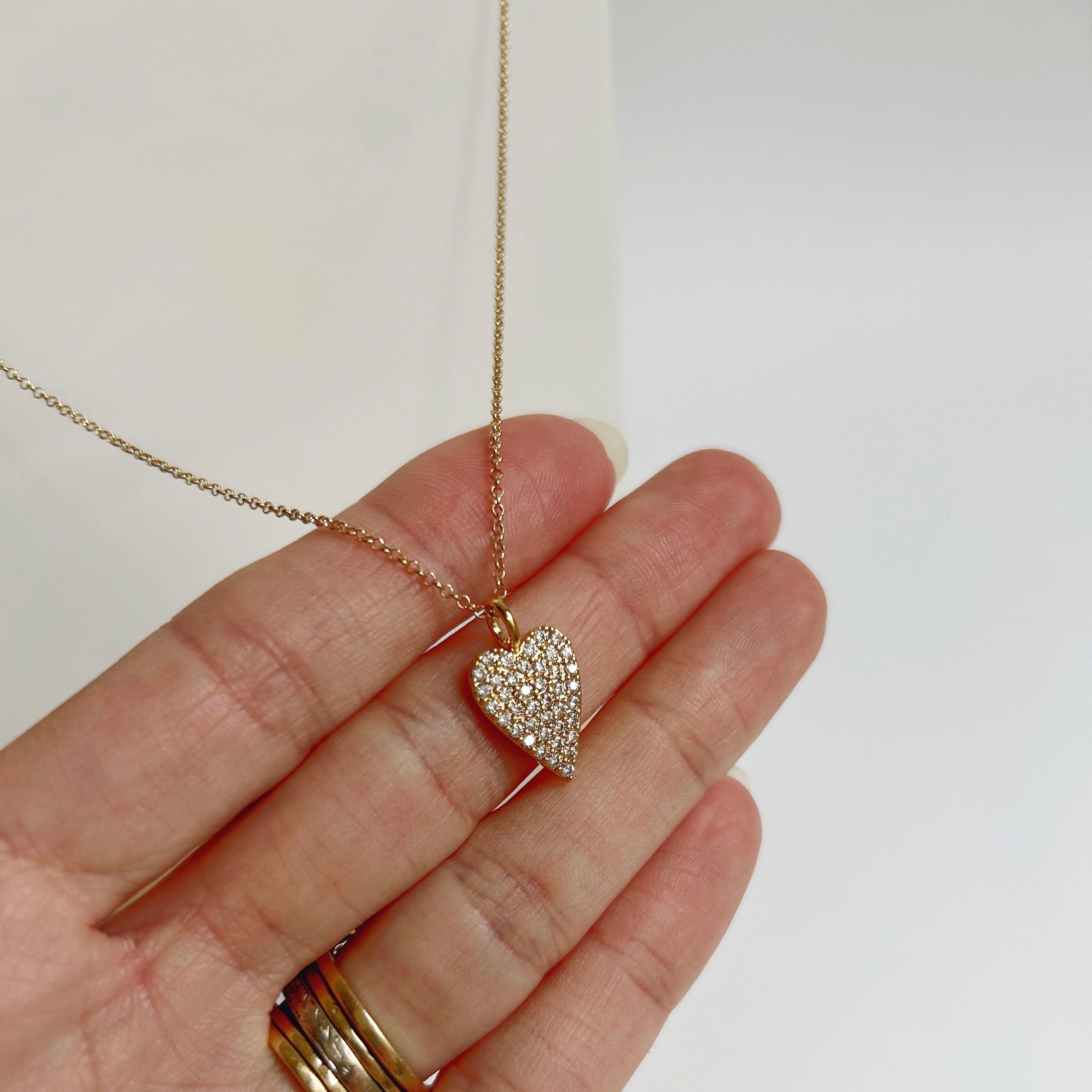 Pave heart necklace